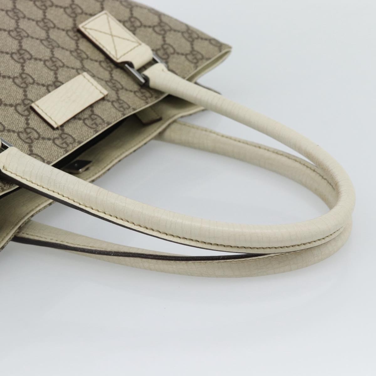 GUCCI GG Supreme Tote Bag PVC Leather Beige Silver 131220 Auth ep15221