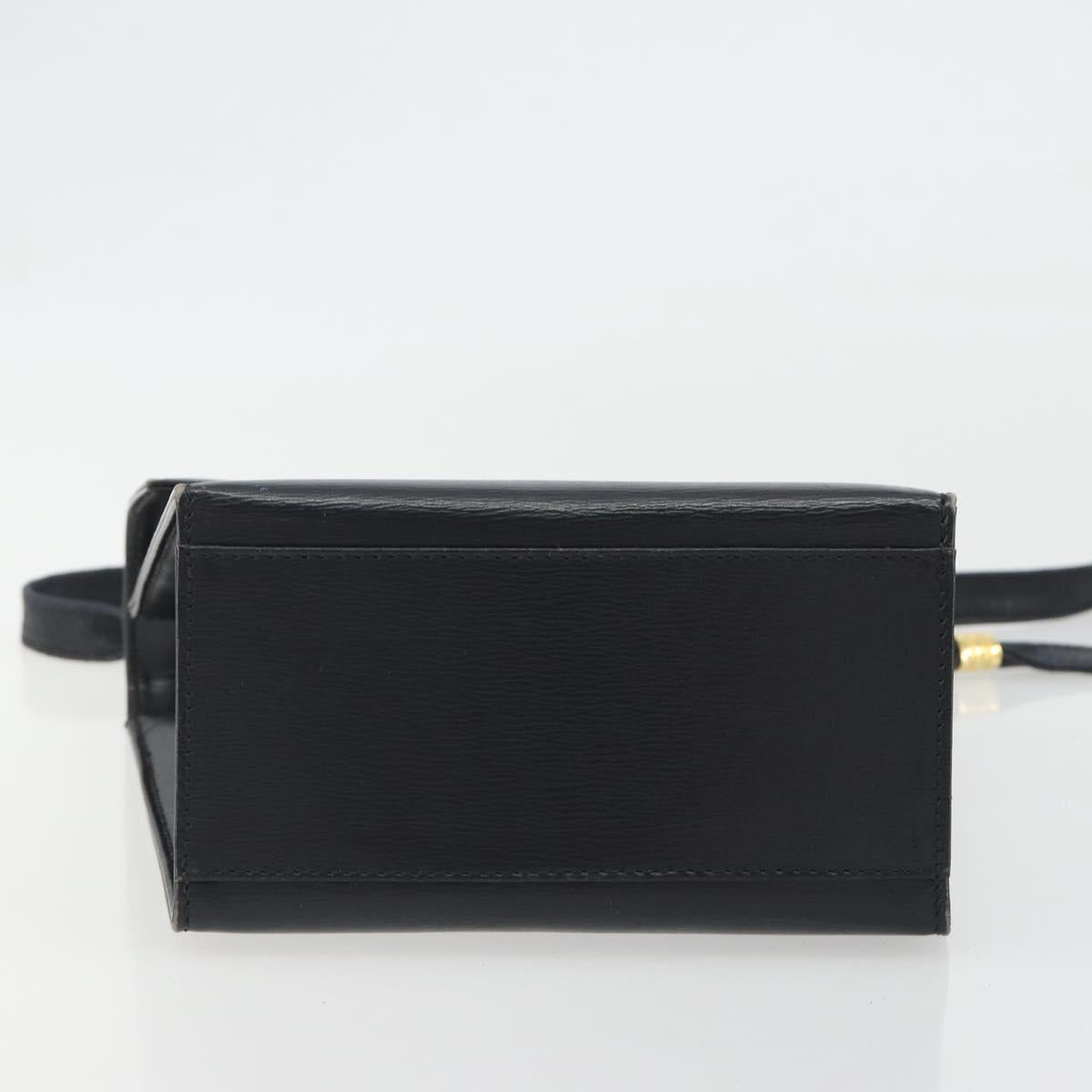 Christian Dior Hand Bag Leather 2way Black Gold Tone Auth ep15222