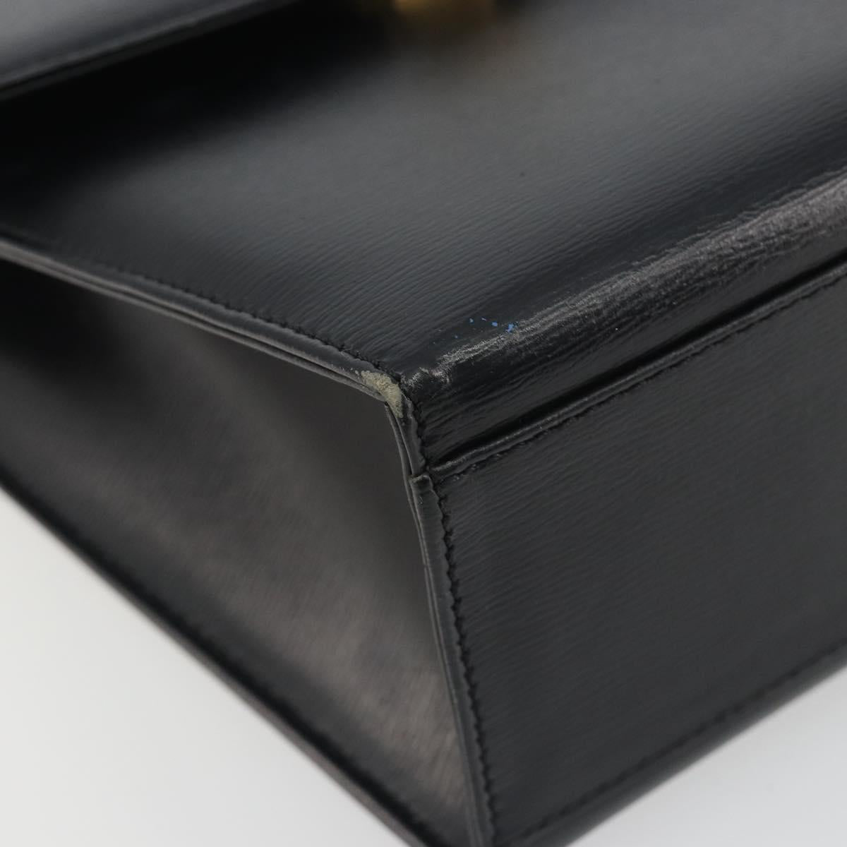 Christian Dior Hand Bag Leather 2way Black Gold Tone Auth ep15222