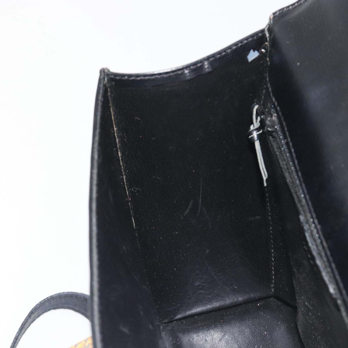 Christian Dior Hand Bag Leather 2way Black Gold Tone Auth ep15222