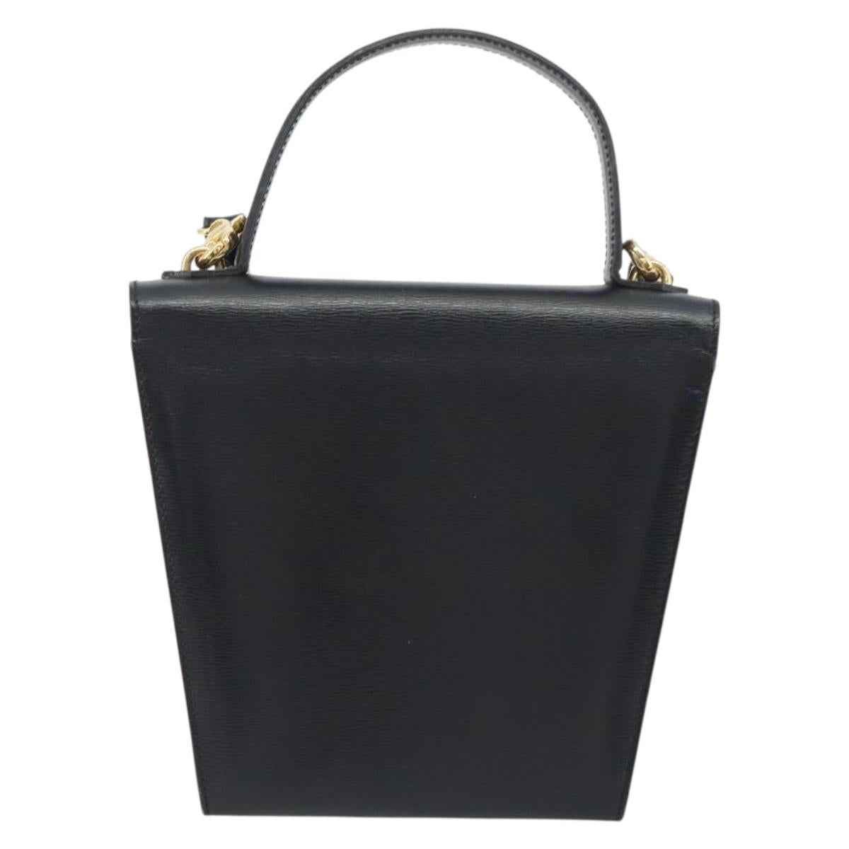 Christian Dior Hand Bag Leather 2way Black Gold Tone Auth ep15222