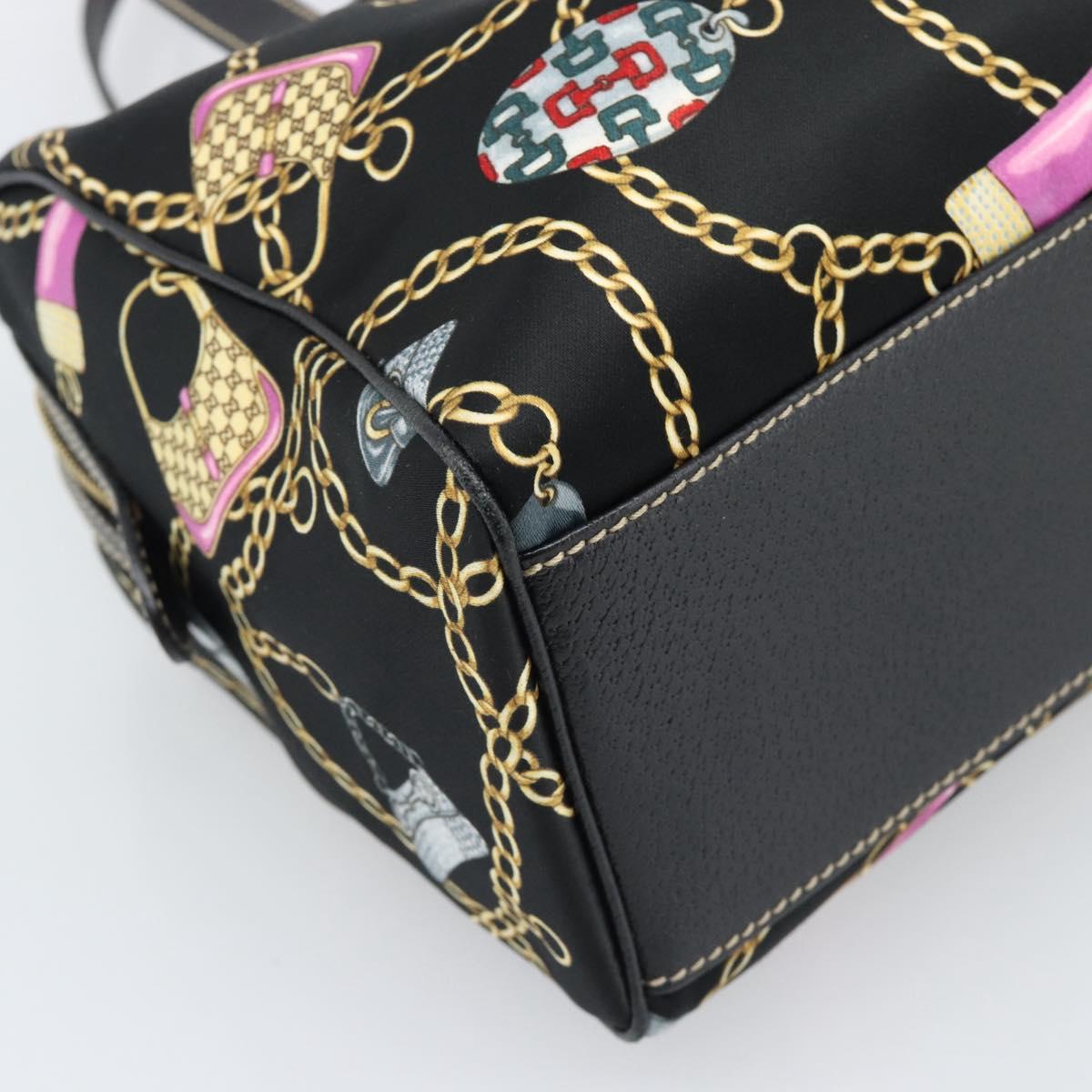 GUCCI Hand Bag Satin Black Gold Tone 154180 Auth ep15224V