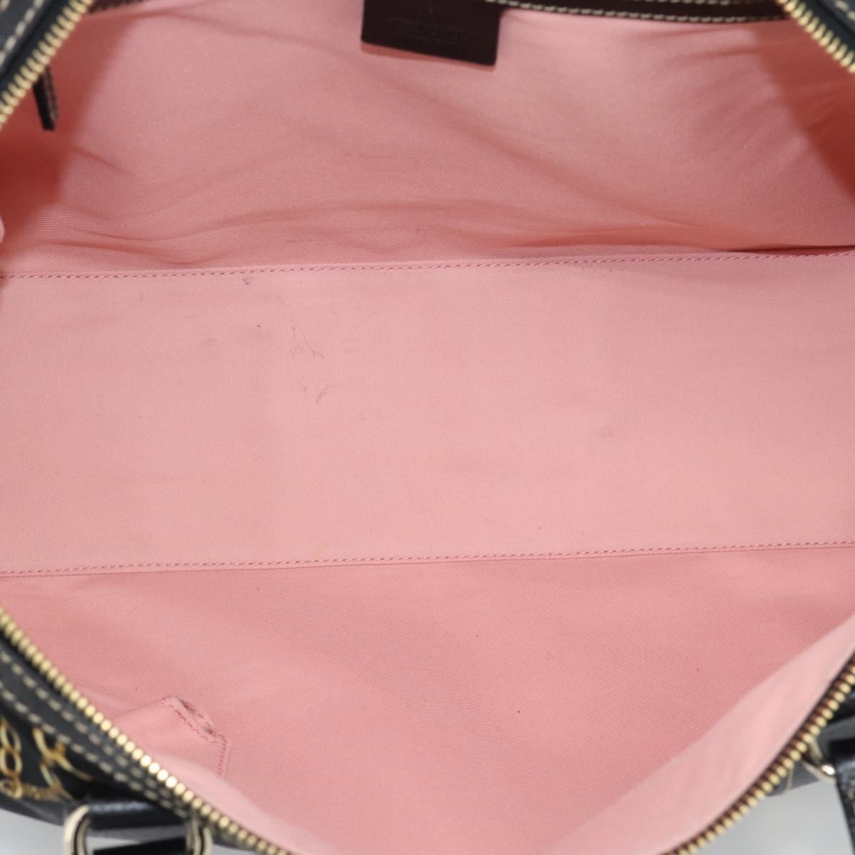 GUCCI Hand Bag Satin Black Gold Tone 154180 Auth ep15224V
