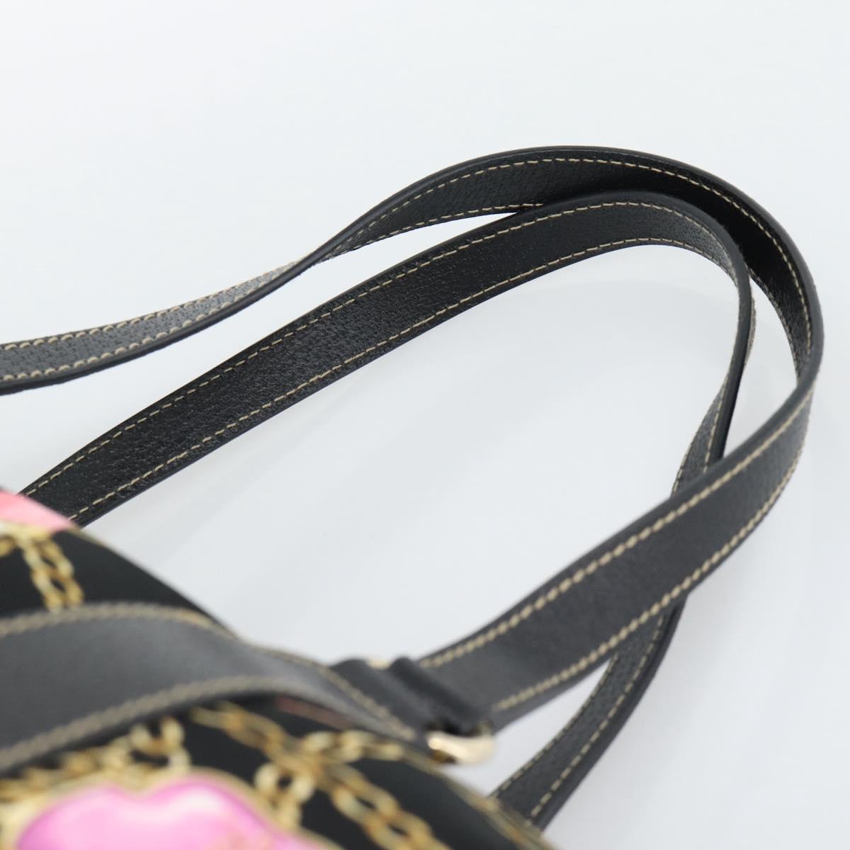 GUCCI Hand Bag Satin Black Gold Tone 154180 Auth ep15224V
