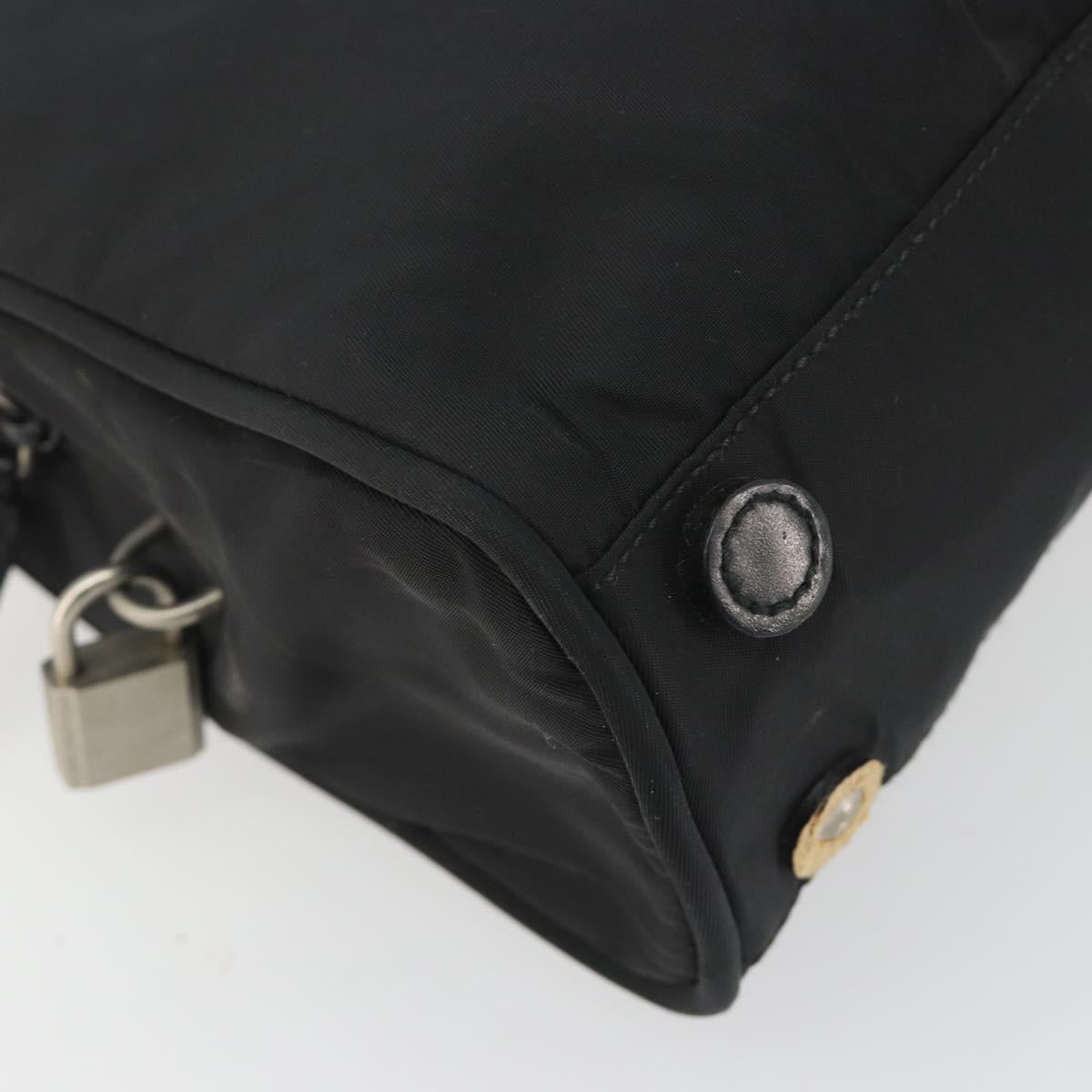 PRADA Hand Bag Nylon Black Silver Auth ep15229