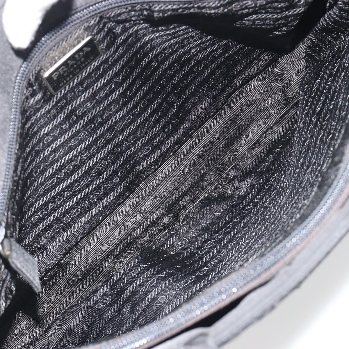 PRADA Hand Bag Nylon Black Silver Auth ep15229