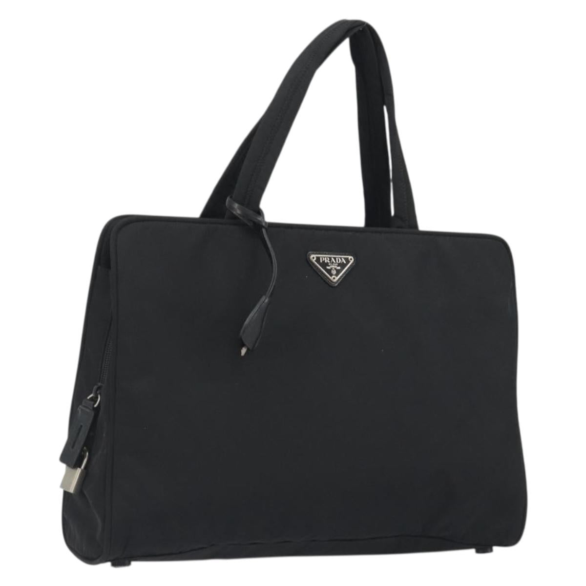 PRADA Hand Bag Nylon Black Silver Auth ep15229