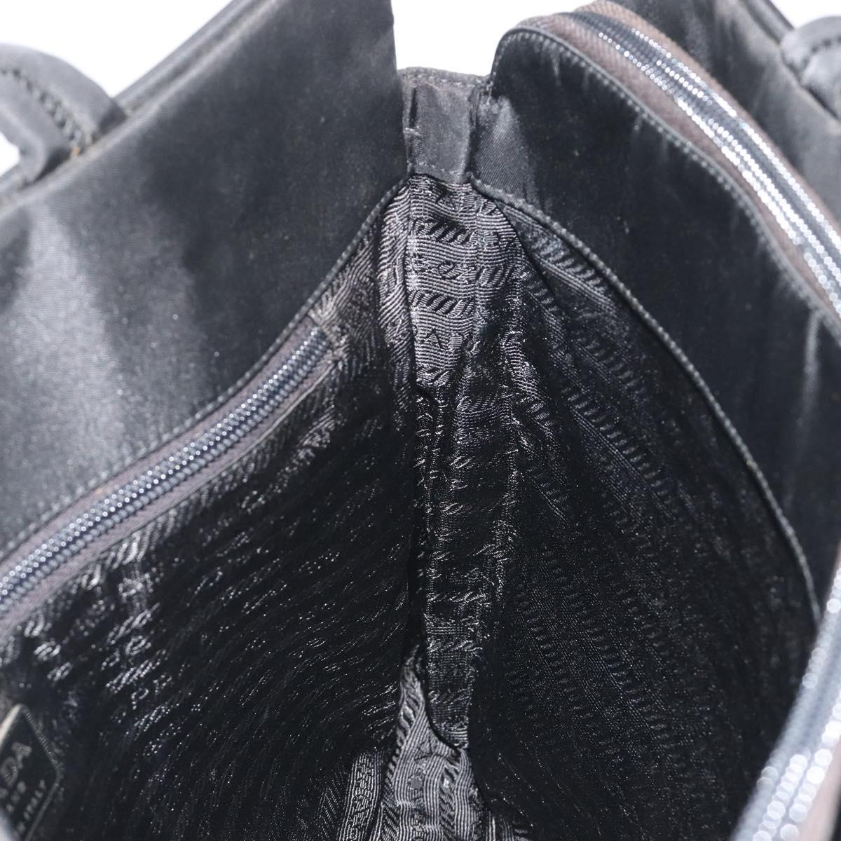 PRADA Hand Bag Nylon Black Silver Auth ep15229