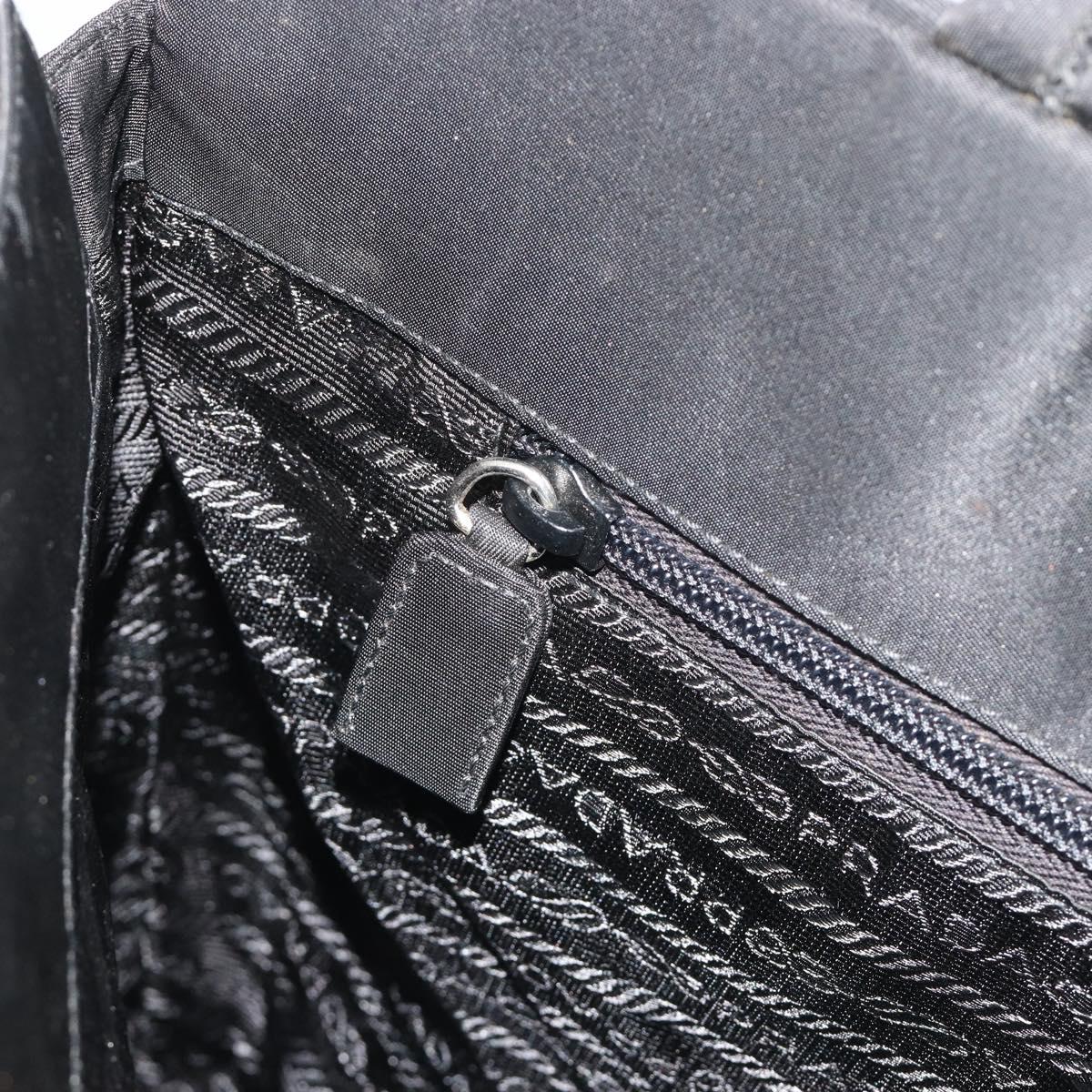 PRADA Hand Bag Nylon Black Silver Auth ep15229