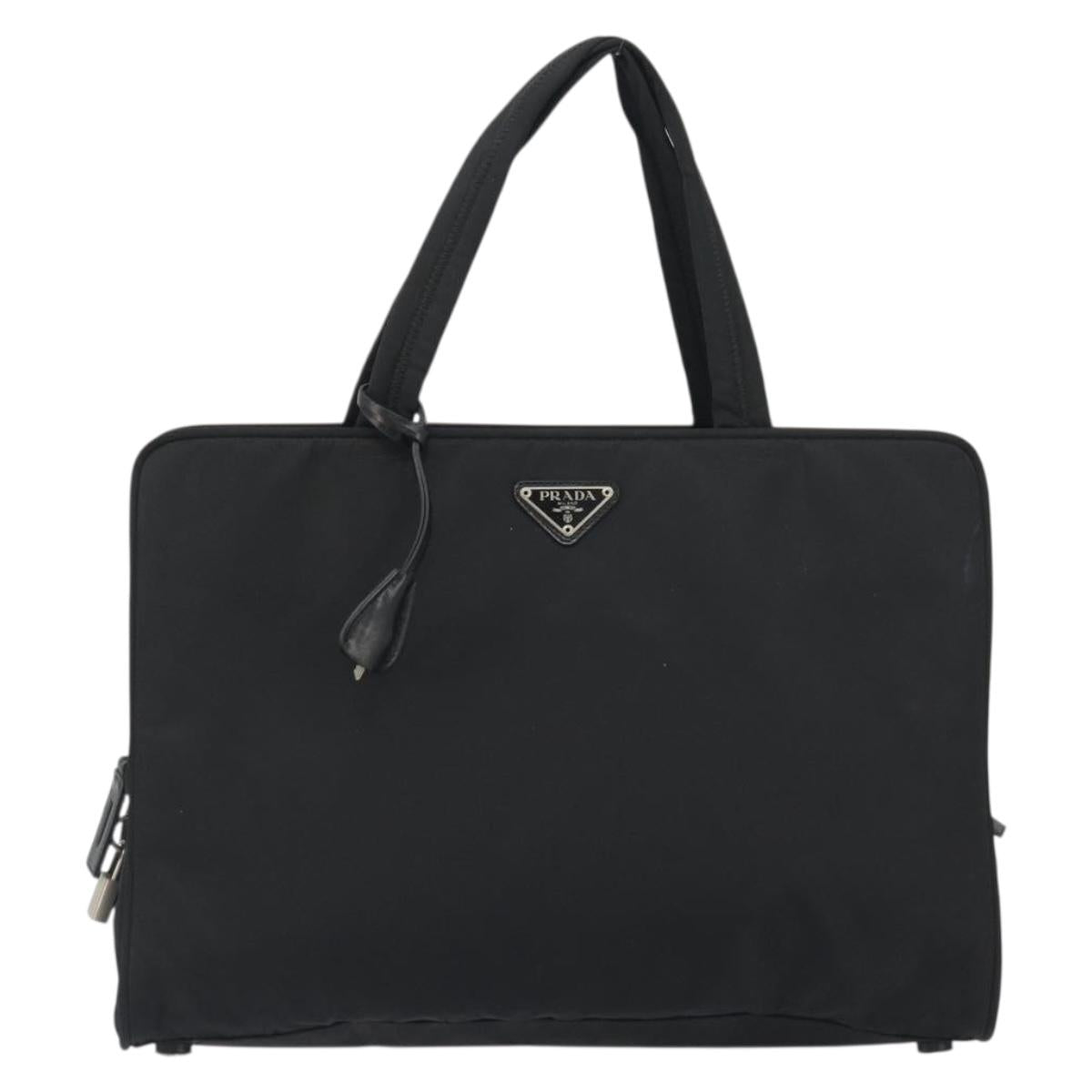 PRADA Hand Bag Nylon Black Silver Auth ep15229