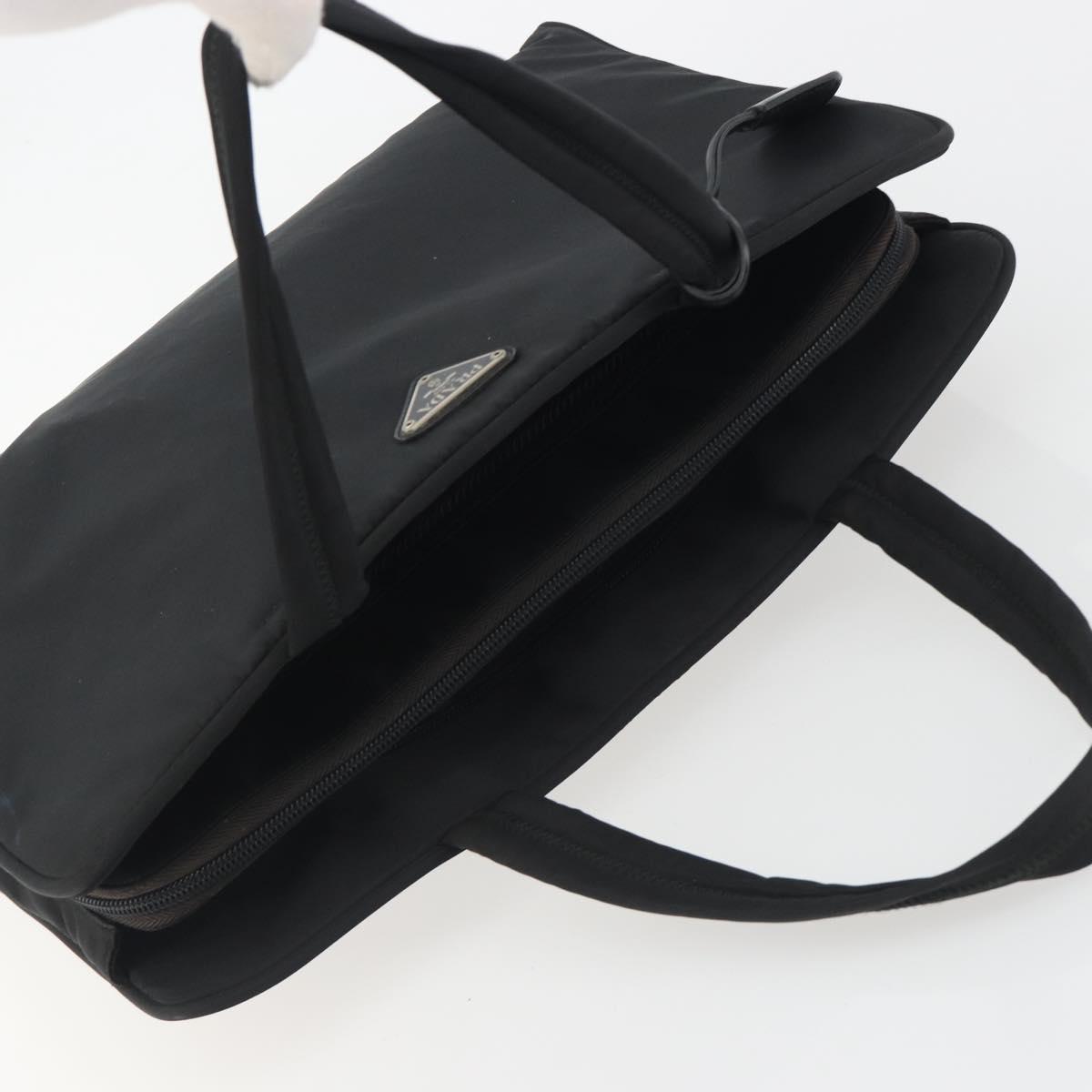 PRADA Hand Bag Nylon Black Silver Auth ep15229
