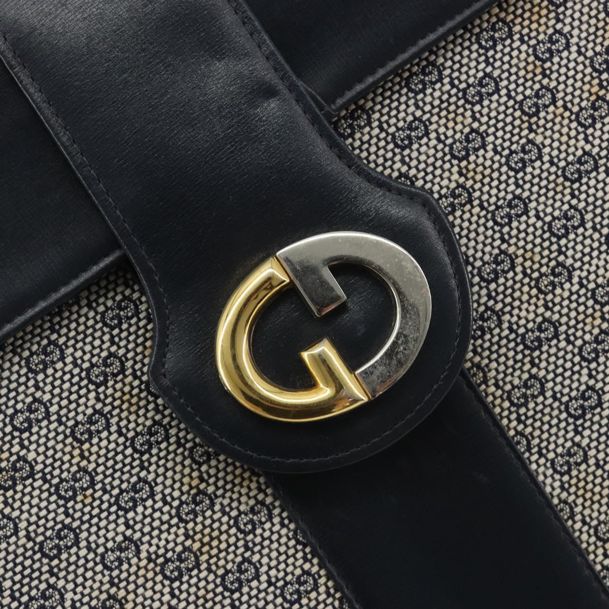 GUCCI Micro GG Canvas Shoulder Bag Navy Gold Tone Auth ep15230
