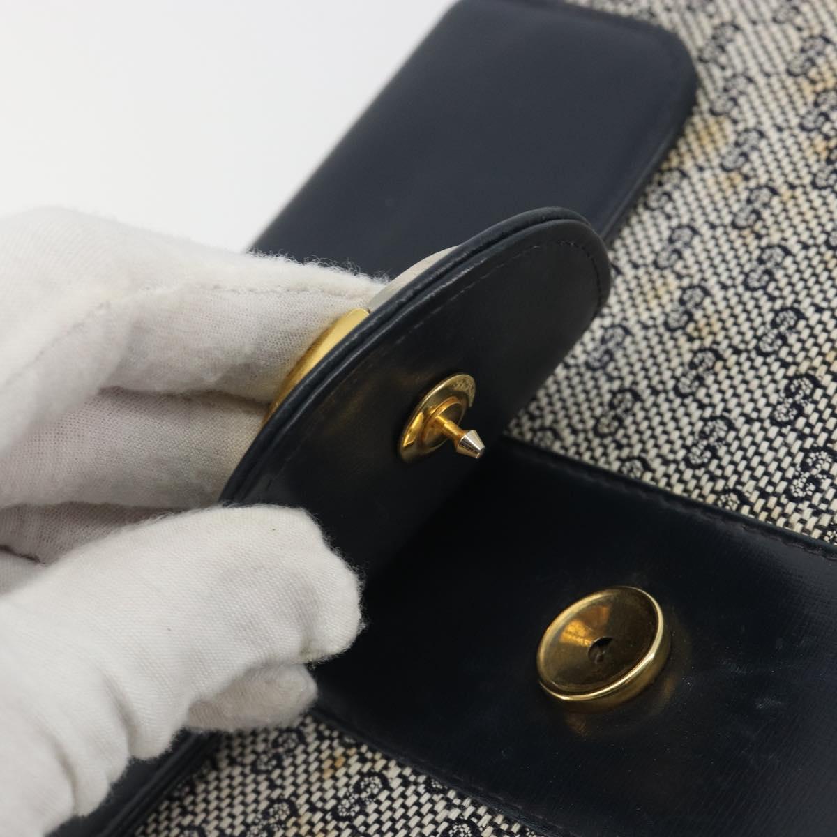 GUCCI Micro GG Canvas Shoulder Bag Navy Gold Tone Auth ep15230