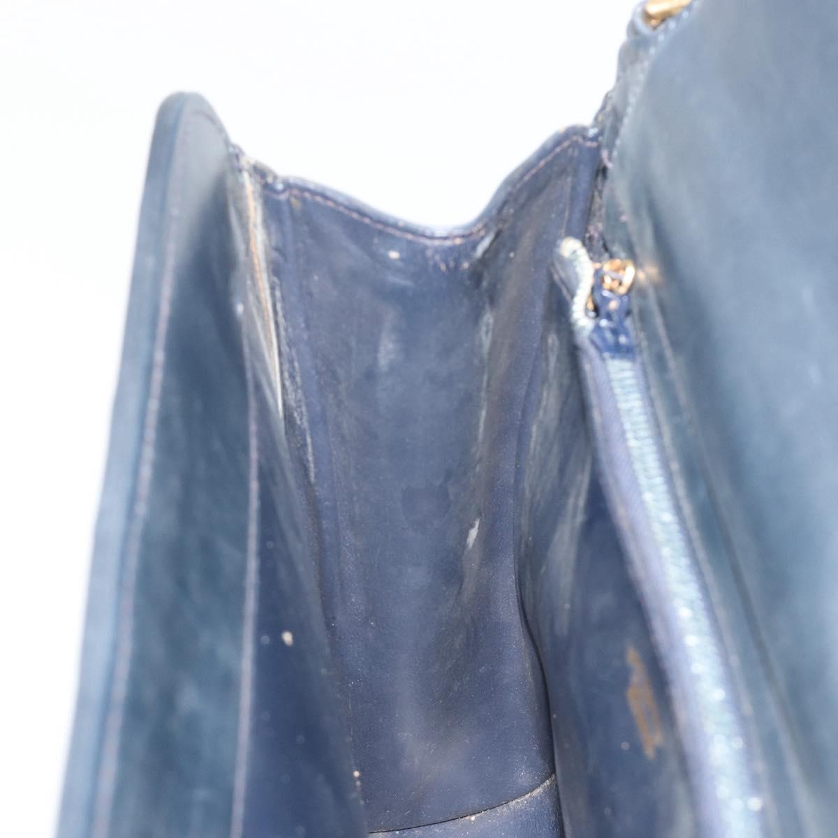 GUCCI Micro GG Canvas Shoulder Bag Navy Gold Tone Auth ep15230