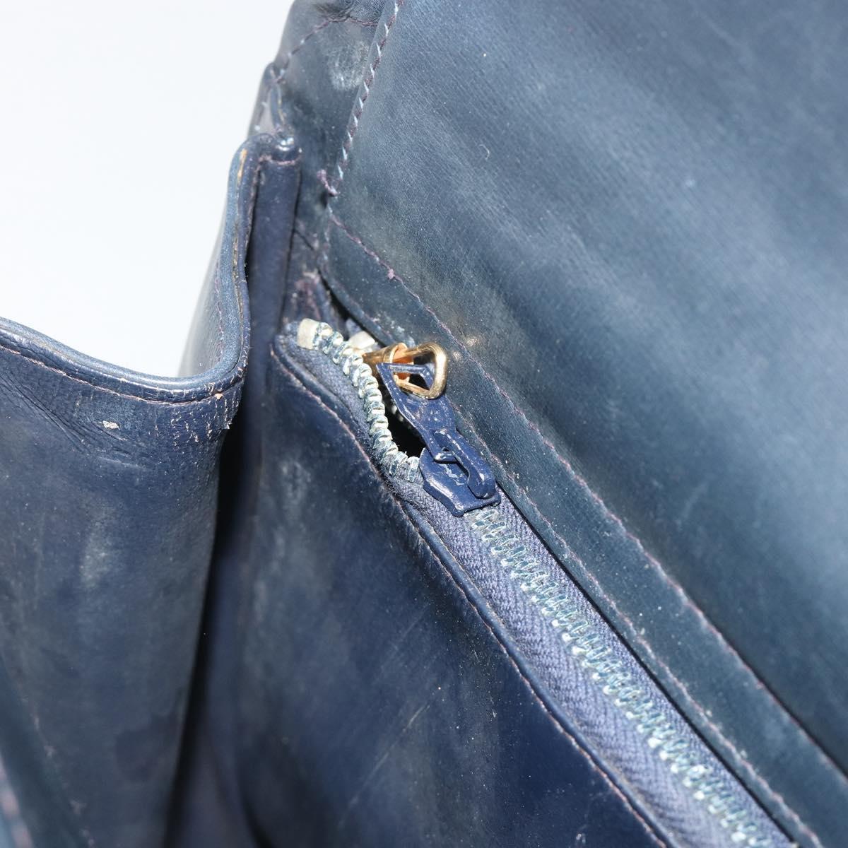 GUCCI Micro GG Canvas Shoulder Bag Navy Gold Tone Auth ep15230