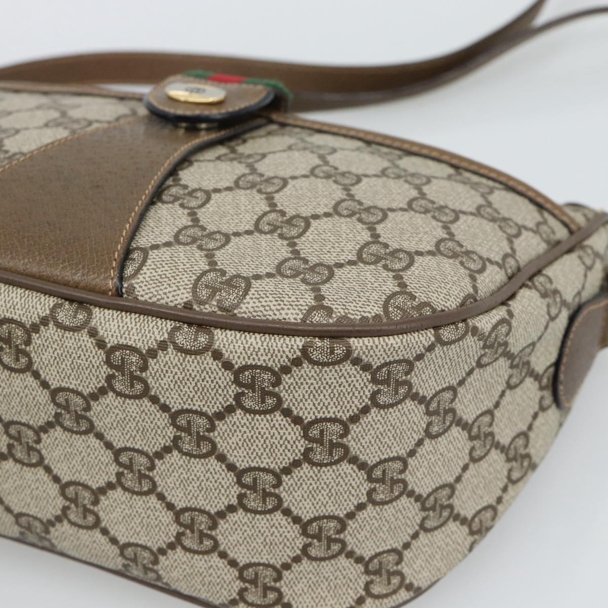 GUCCI GG Supreme Shoulder Bag PVC Leather Beige Gold Tone 89 02 032 Auth ep15231