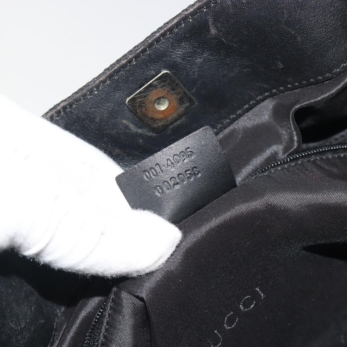 GUCCI GG Canvas Bamboo Hand Bag 2way Black Silver 001 4095 Auth ep15232