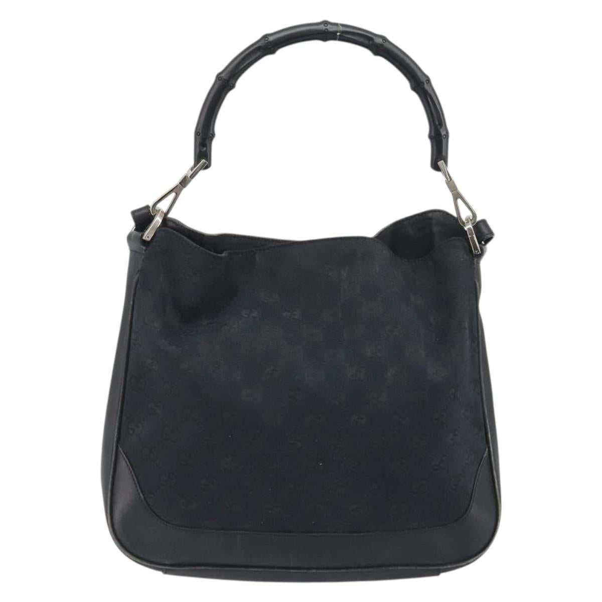 GUCCI GG Canvas Bamboo Hand Bag 2way Black Silver 001 4095 Auth ep15232