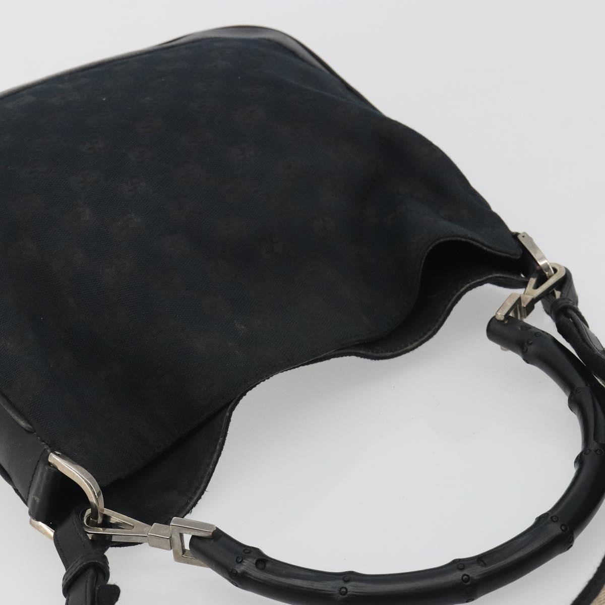 GUCCI GG Canvas Bamboo Hand Bag 2way Black Silver 001 4095 Auth ep15232