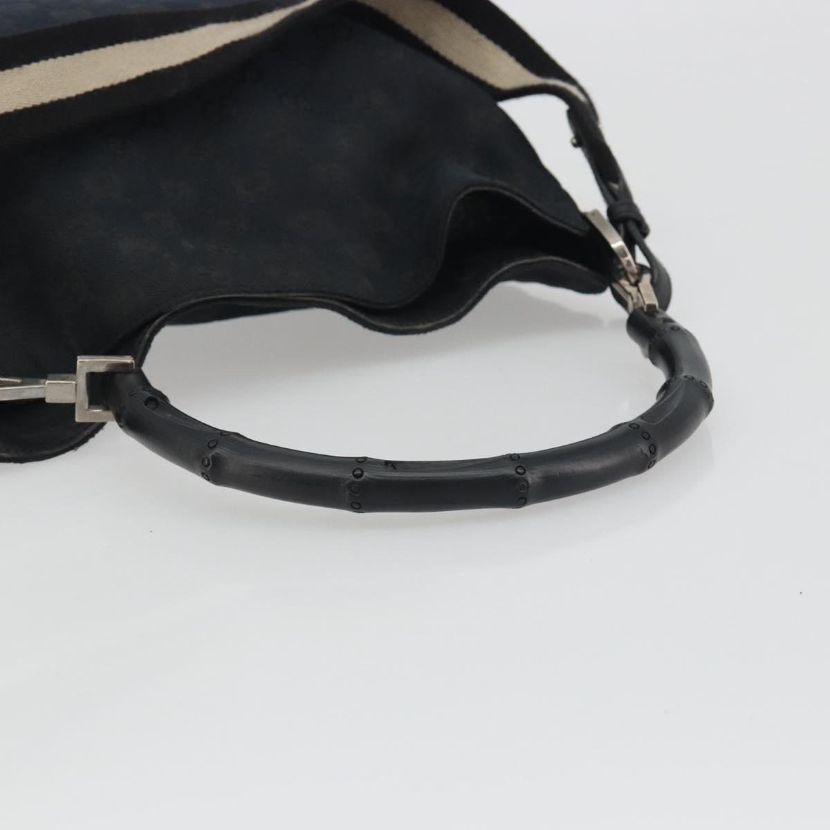 GUCCI GG Canvas Bamboo Hand Bag 2way Black Silver 001 4095 Auth ep15232