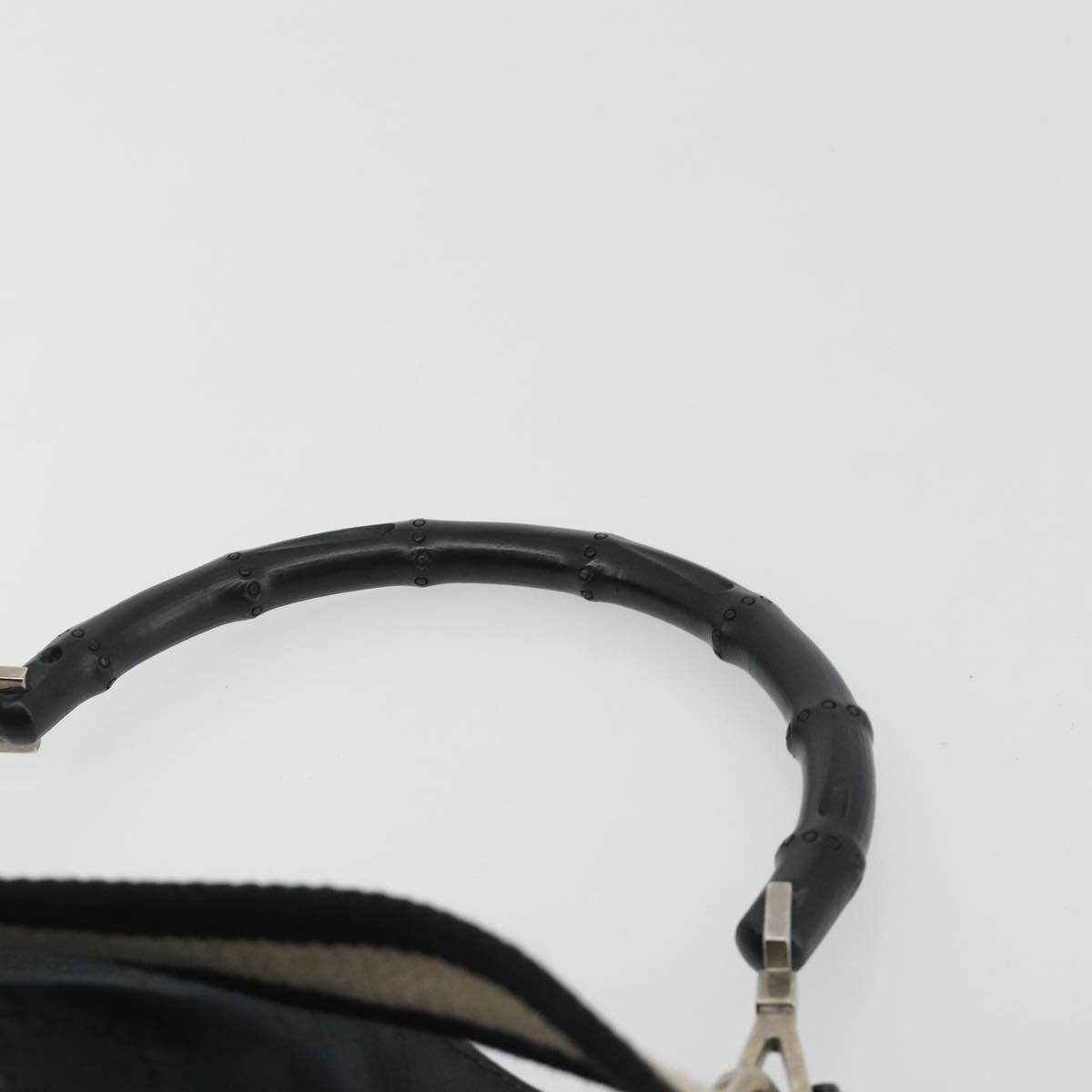 GUCCI GG Canvas Bamboo Hand Bag 2way Black Silver 001 4095 Auth ep15232