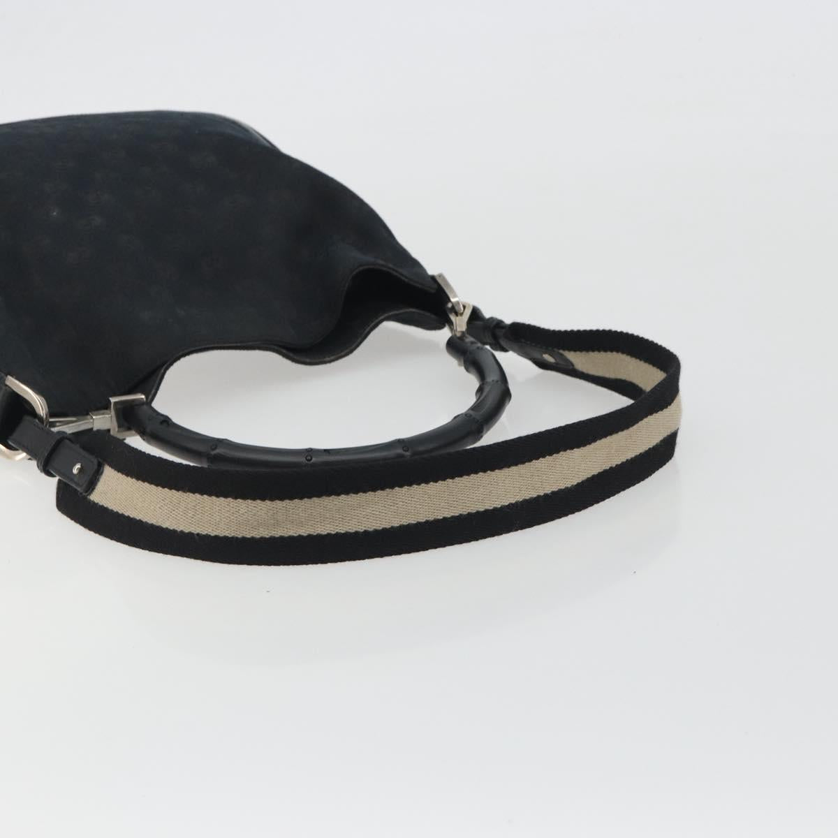 GUCCI GG Canvas Bamboo Hand Bag 2way Black Silver 001 4095 Auth ep15232