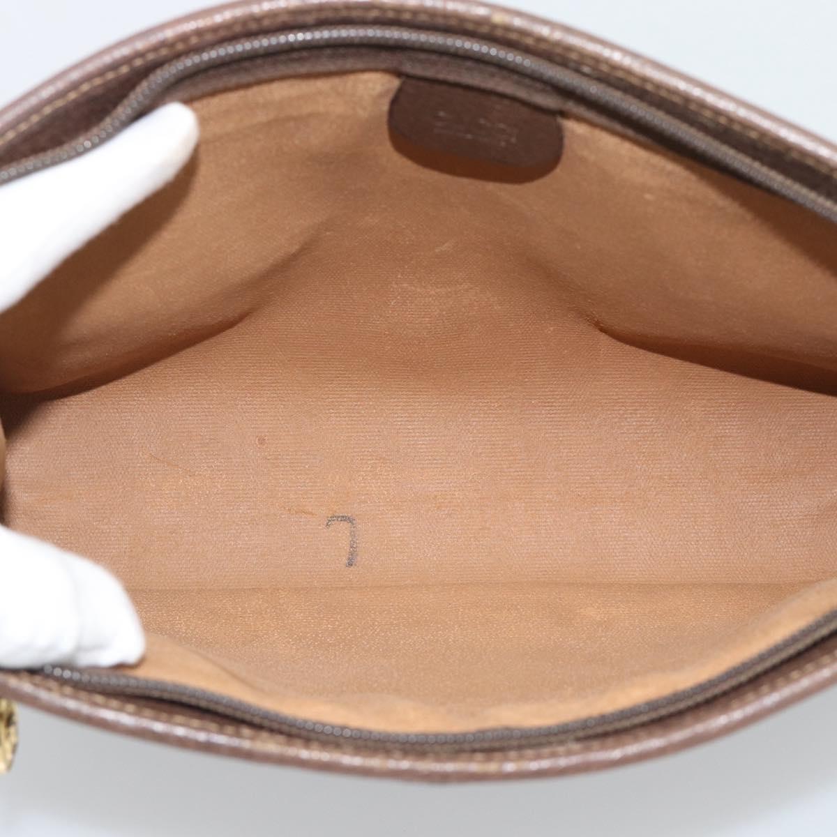 GUCCI GG Supreme Clutch Bag PVC Leather Beige Gold Tone Auth ep15234