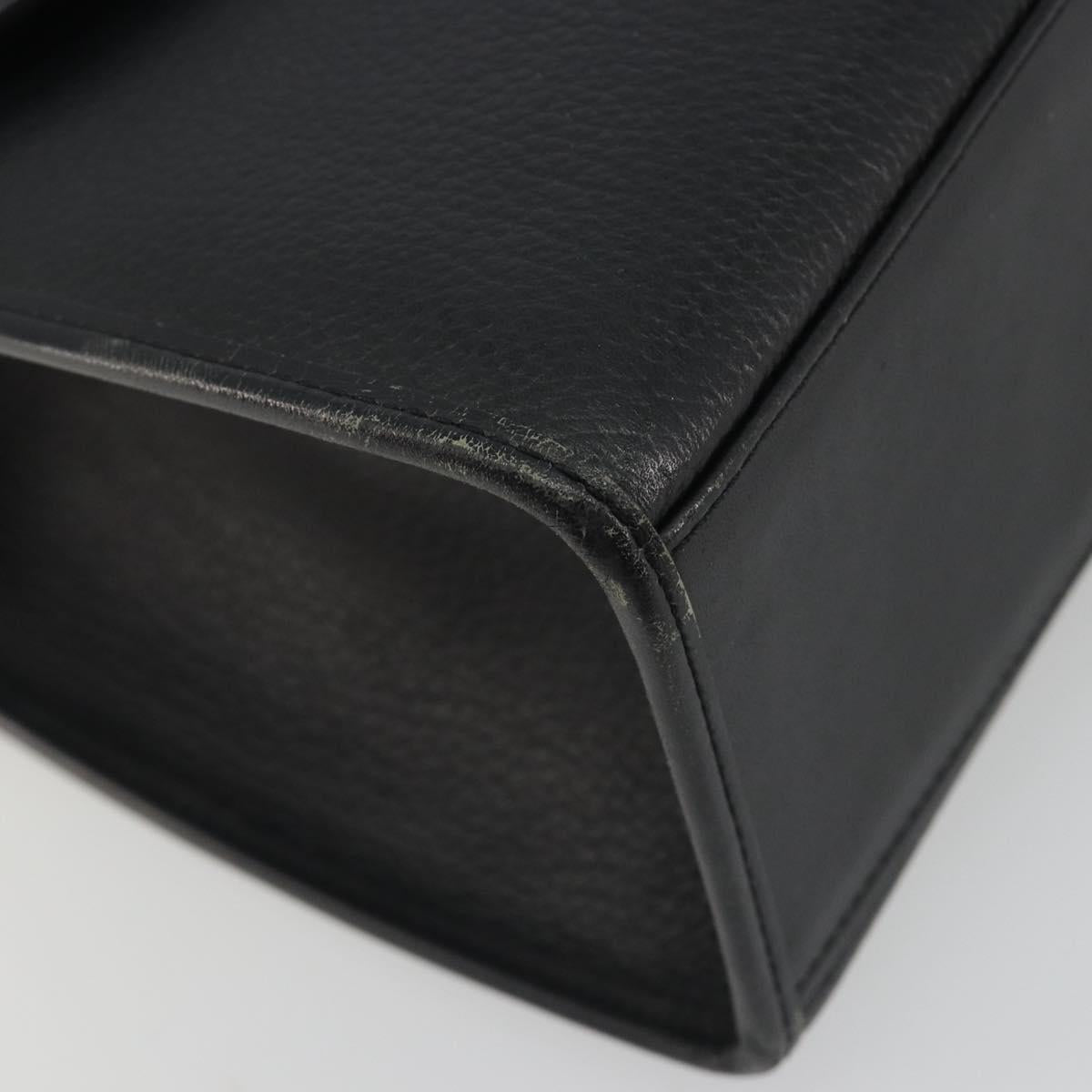 Burberrys Hand Bag Leather Black Silver Auth ep15237