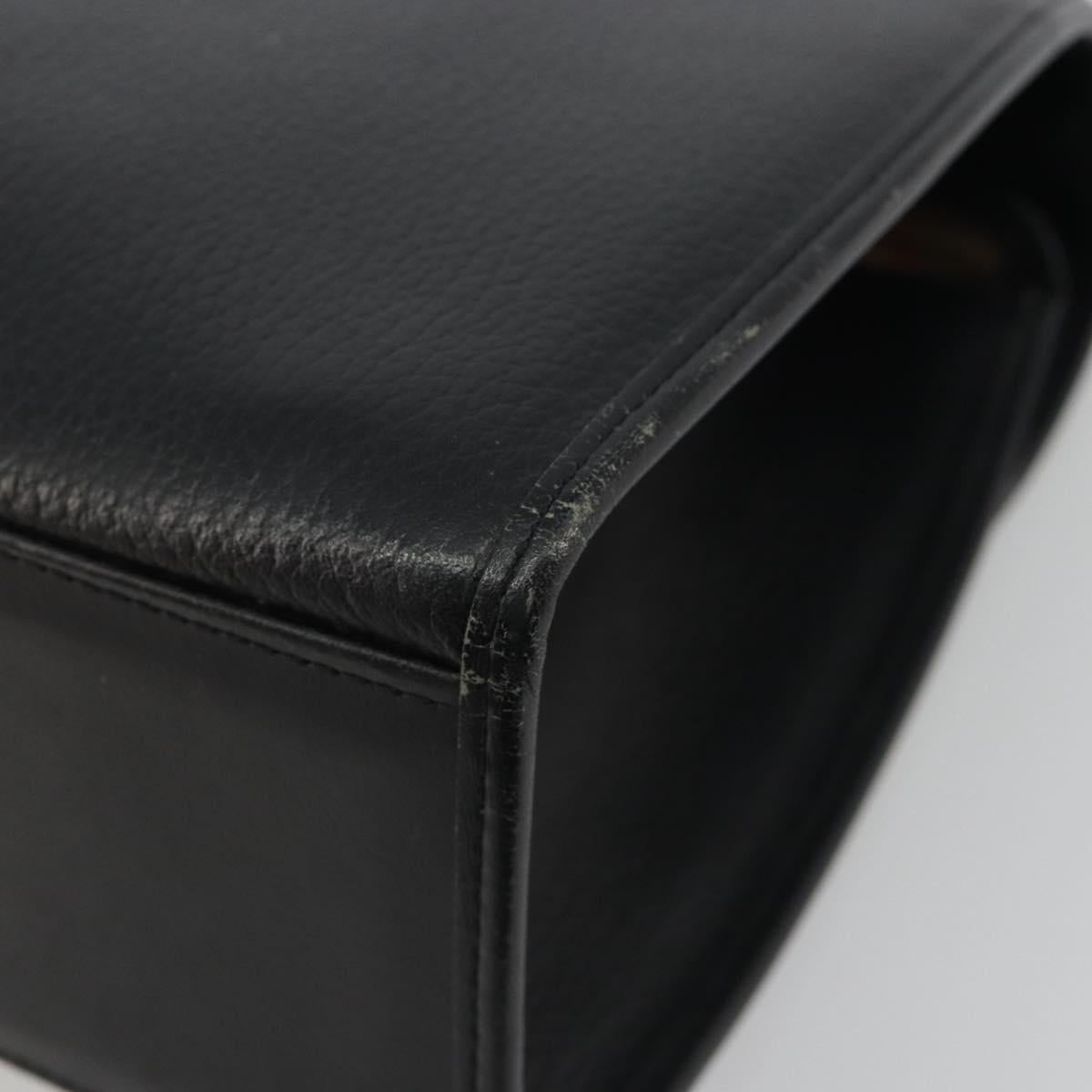 Burberrys Hand Bag Leather Black Silver Auth ep15237