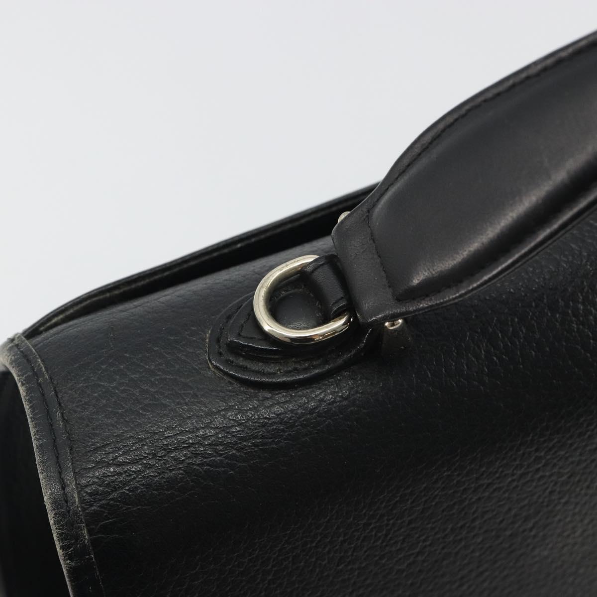 Burberrys Hand Bag Leather Black Silver Auth ep15237
