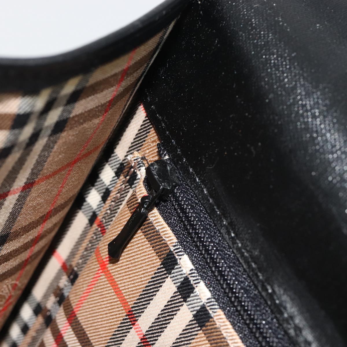 Burberrys Hand Bag Leather Black Silver Auth ep15237