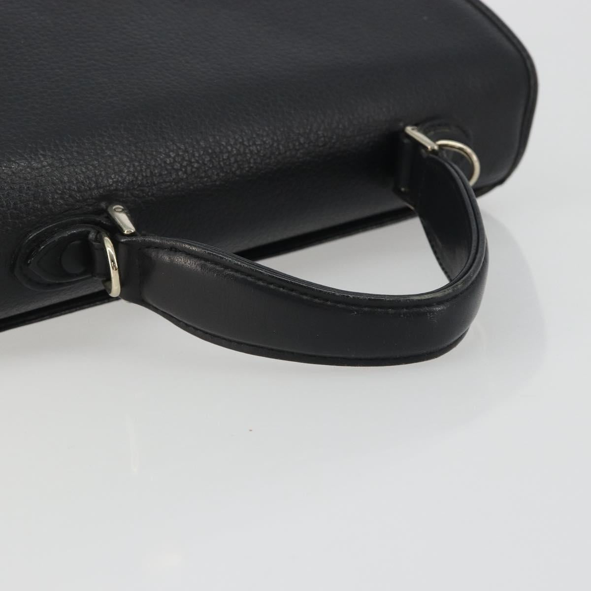 Burberrys Hand Bag Leather Black Silver Auth ep15237