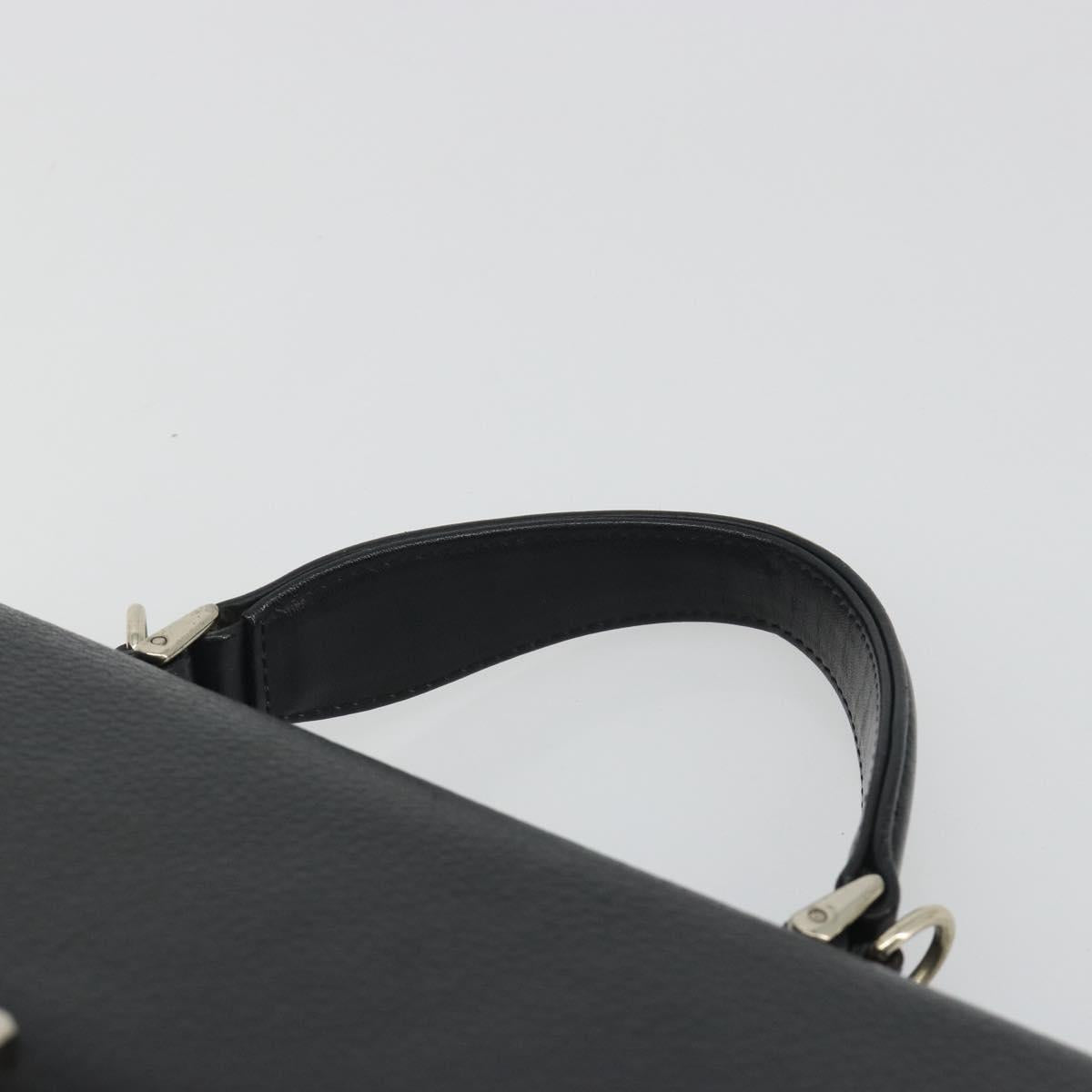 Burberrys Hand Bag Leather Black Silver Auth ep15237