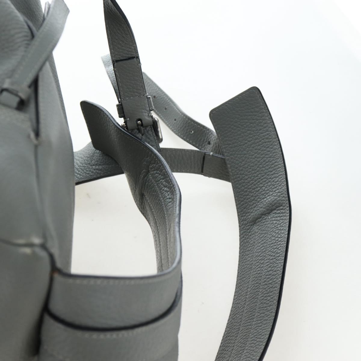 LOEWE Backpack Leather Gray Silver Auth ep15239V