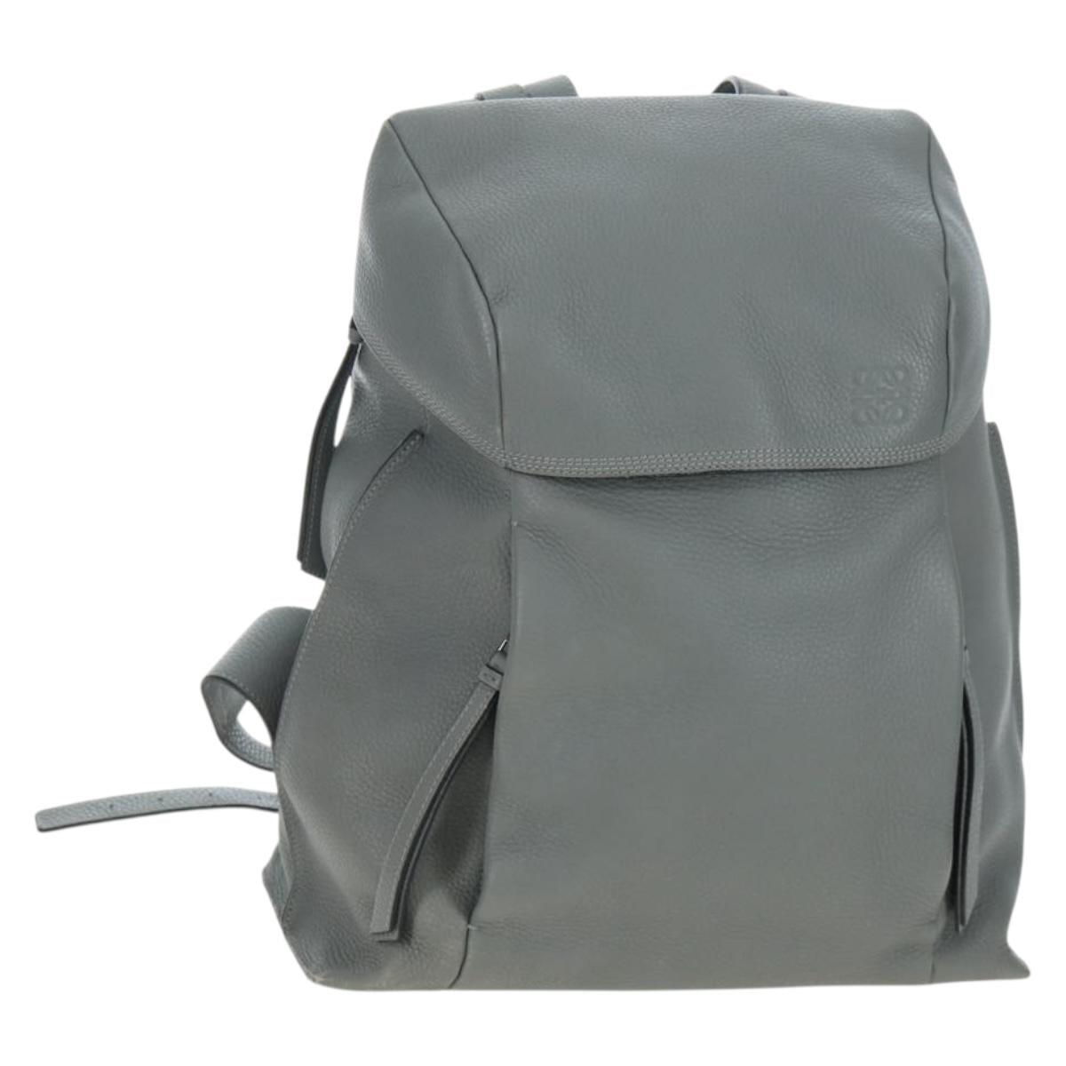 LOEWE Backpack Leather Gray Silver Auth ep15239V