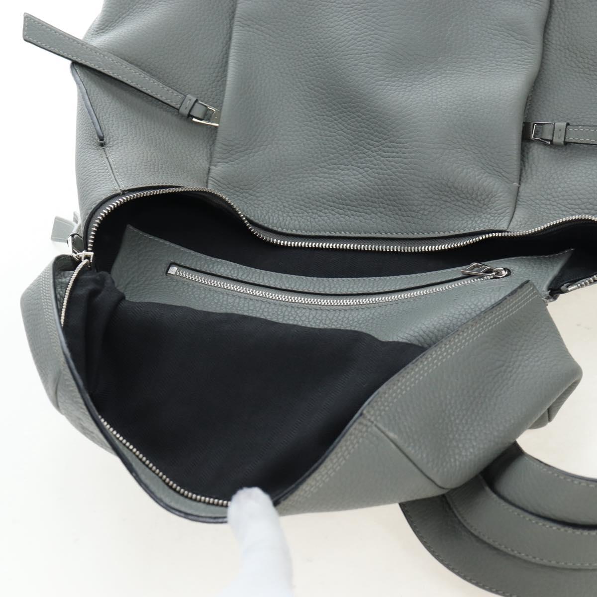 LOEWE Backpack Leather Gray Silver Auth ep15239V