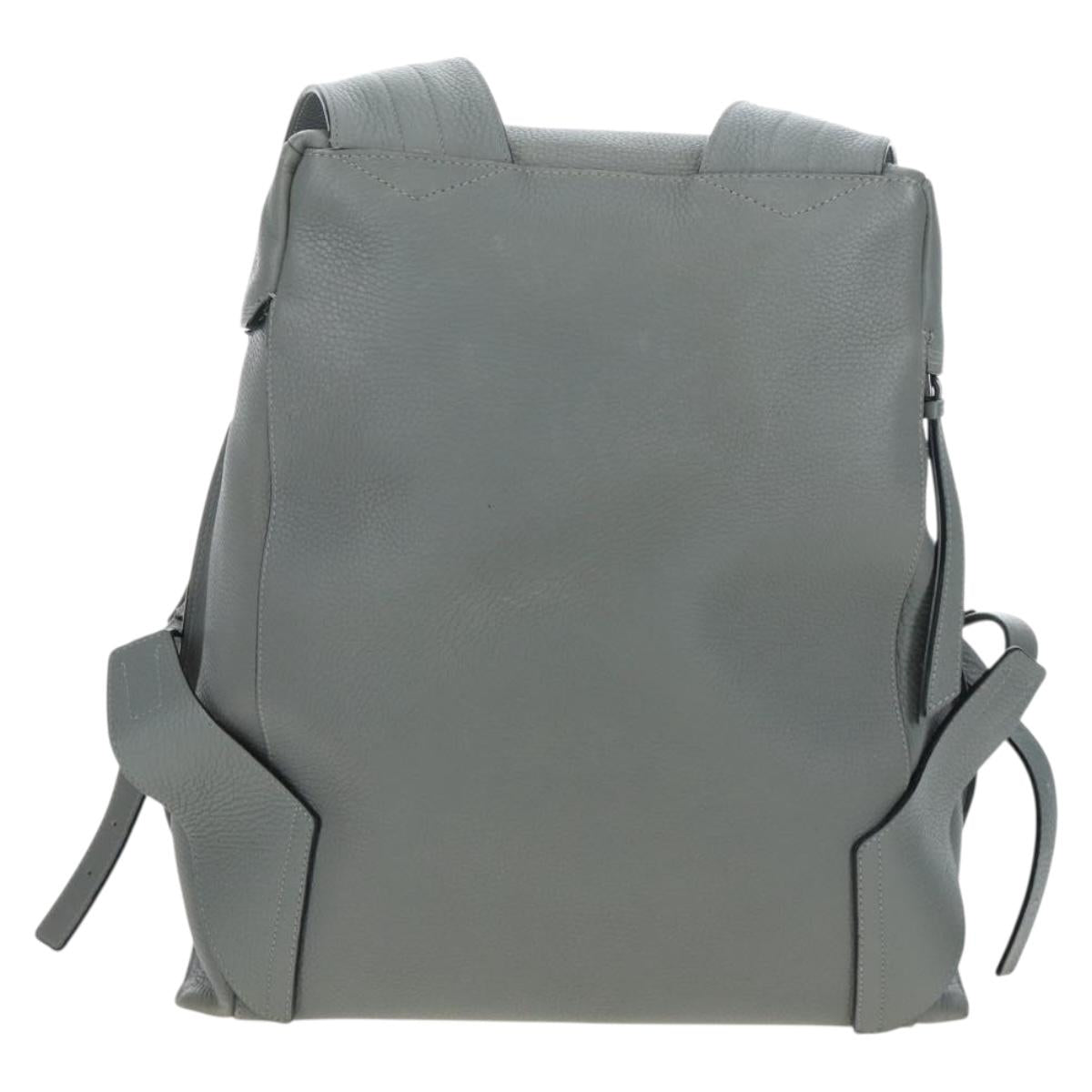 LOEWE Backpack Leather Gray Silver Auth ep15239V