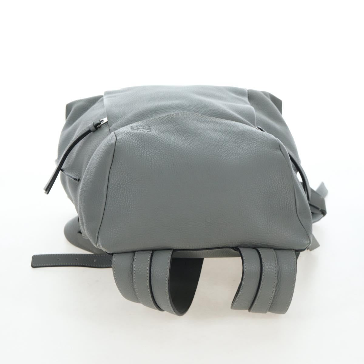 LOEWE Backpack Leather Gray Silver Auth ep15239V