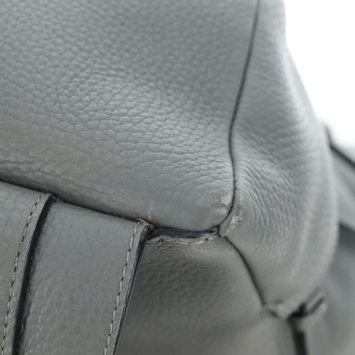LOEWE Backpack Leather Gray Silver Auth ep15239V