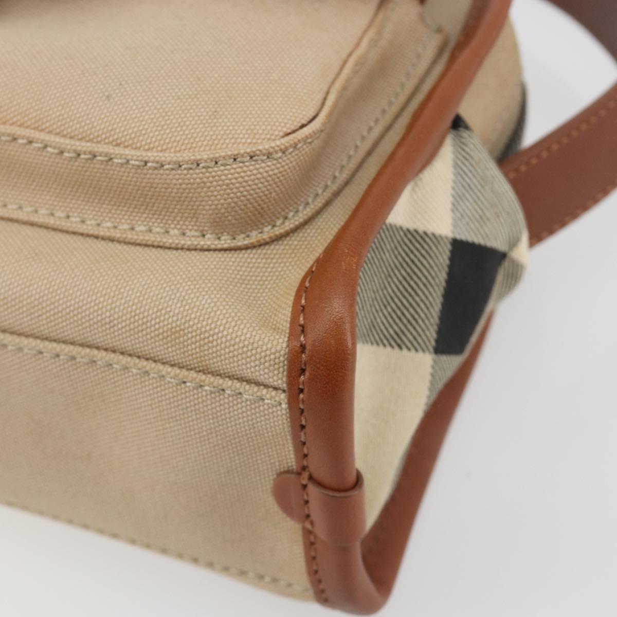 BURBERRY Shoulder Bag Canvas Beige Gold Tone Auth ep15241A
