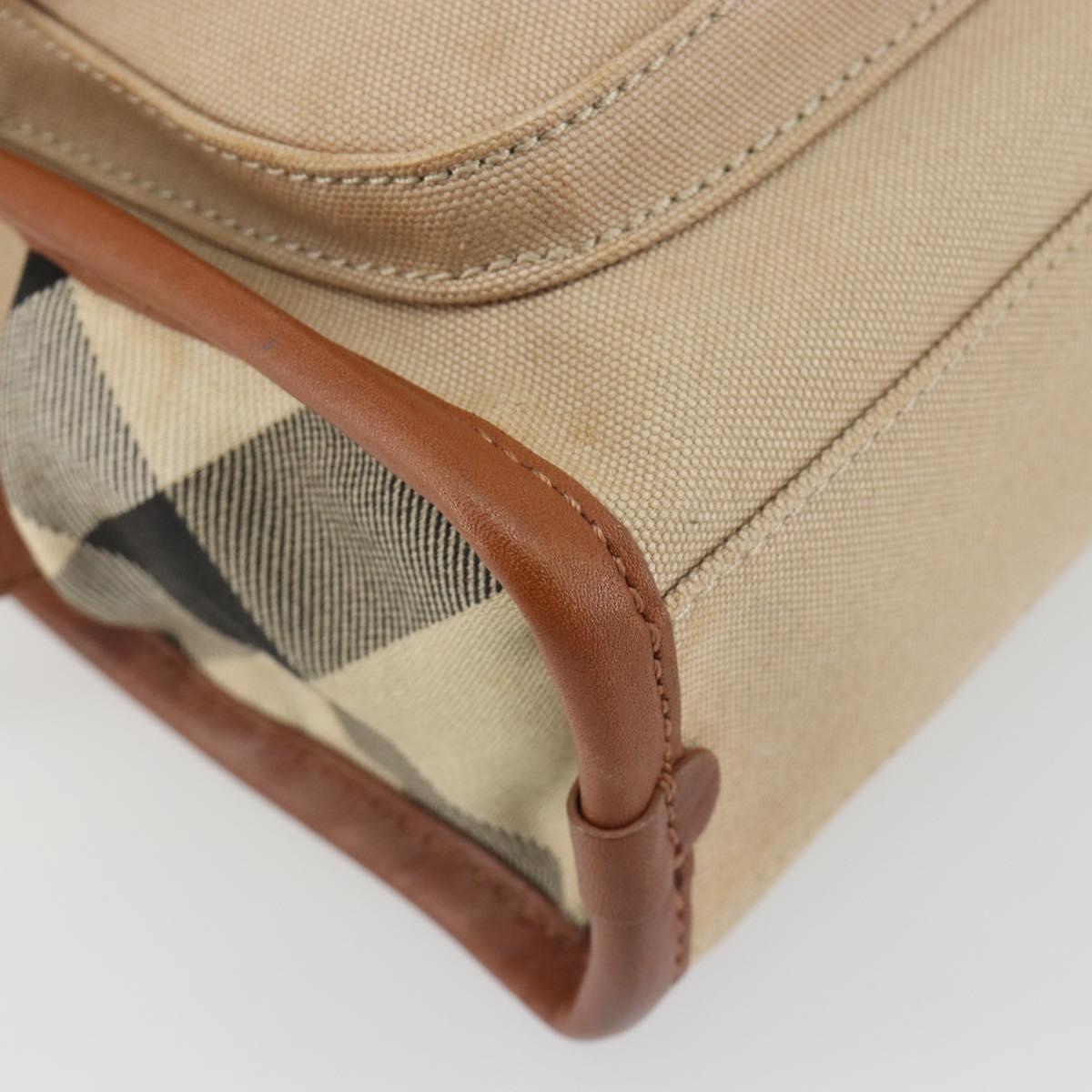 BURBERRY Shoulder Bag Canvas Beige Gold Tone Auth ep15241A