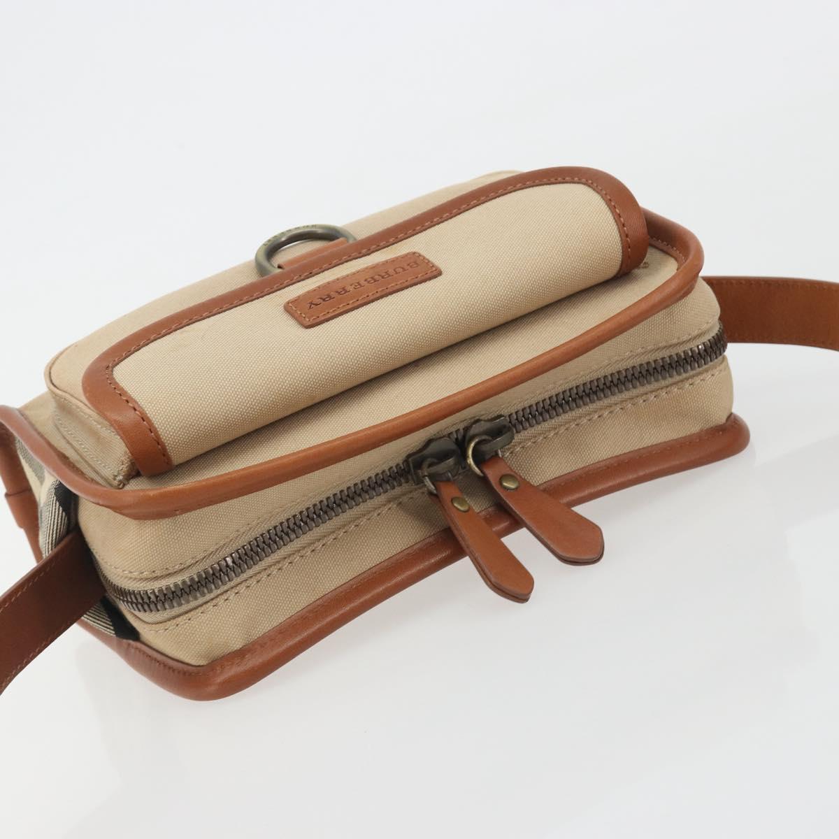 BURBERRY Shoulder Bag Canvas Beige Gold Tone Auth ep15241A