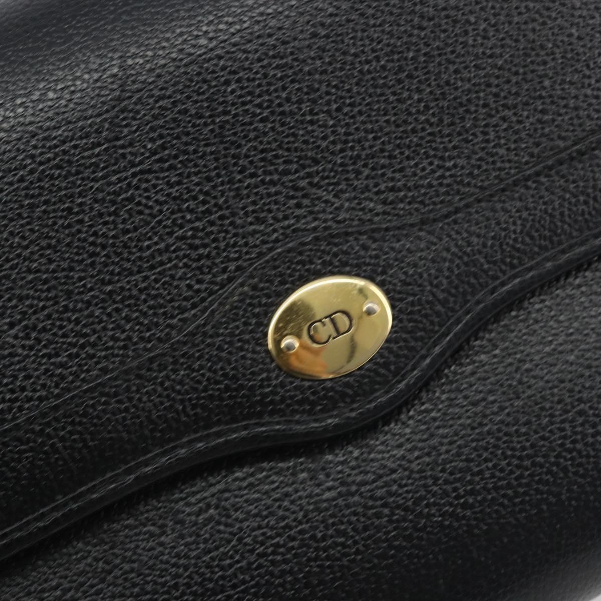Christian Dior Chain Shoulder Bag Leather Black Gold Tone Auth ep15243A
