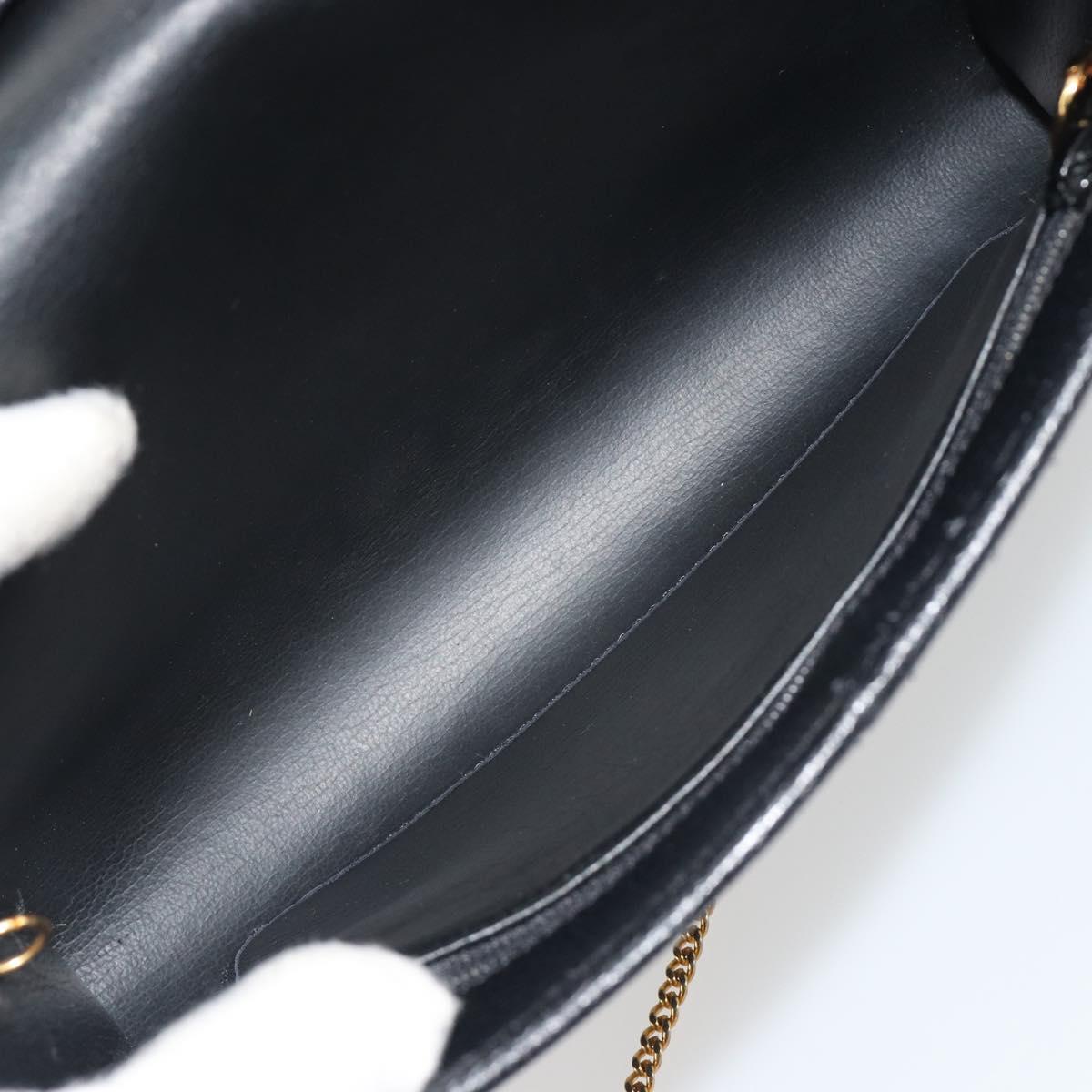 Christian Dior Chain Shoulder Bag Leather Black Gold Tone Auth ep15243A