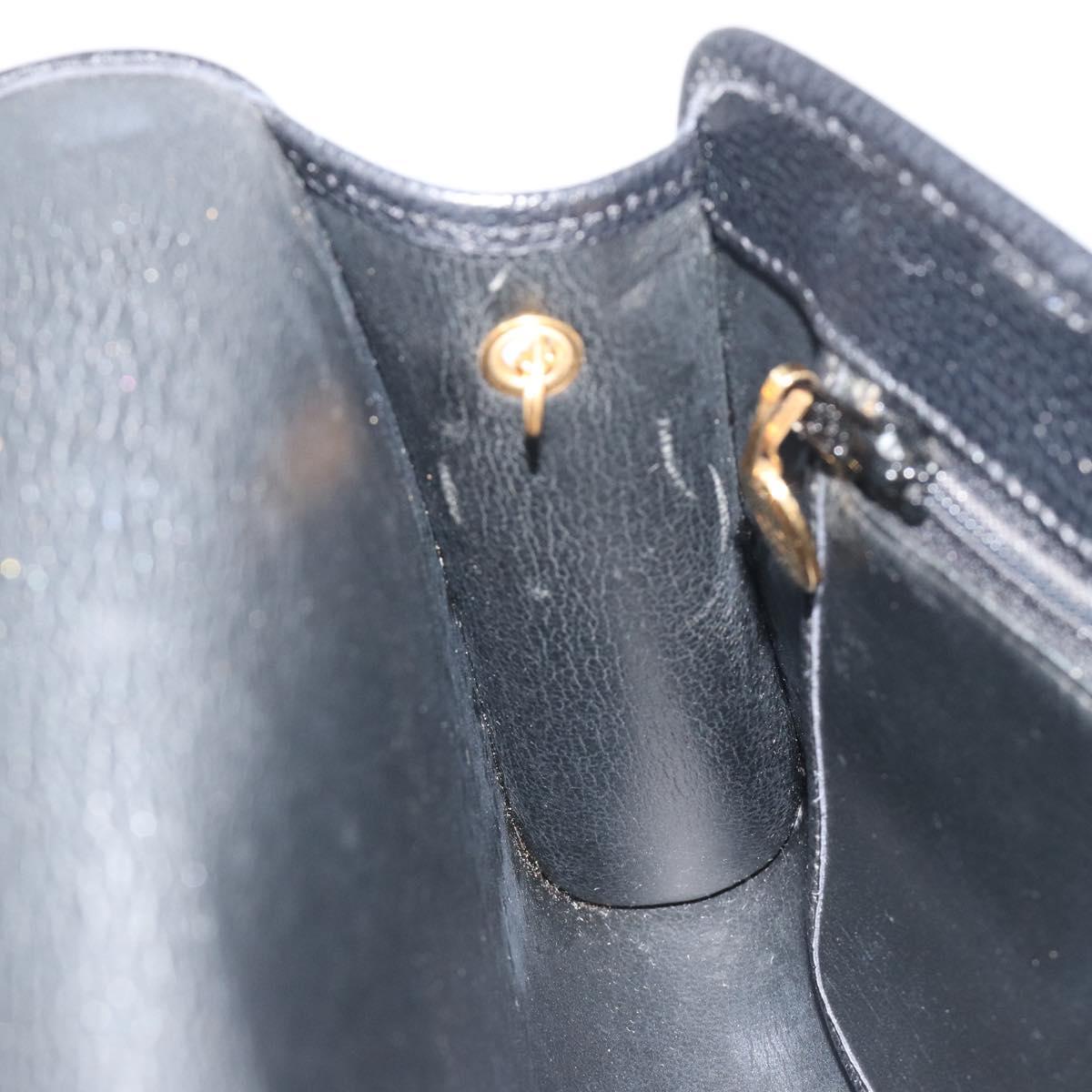Christian Dior Chain Shoulder Bag Leather Black Gold Tone Auth ep15243A