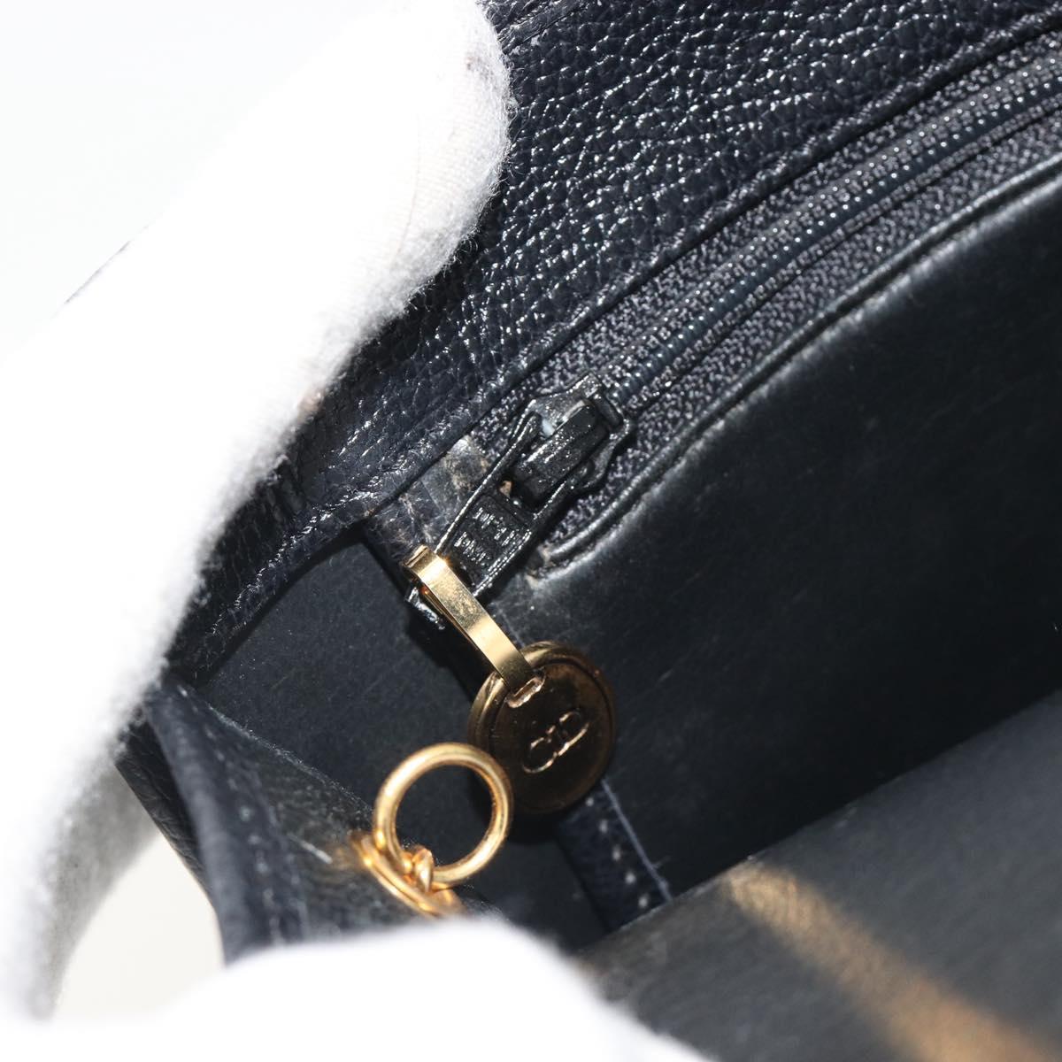 Christian Dior Chain Shoulder Bag Leather Black Gold Tone Auth ep15243A