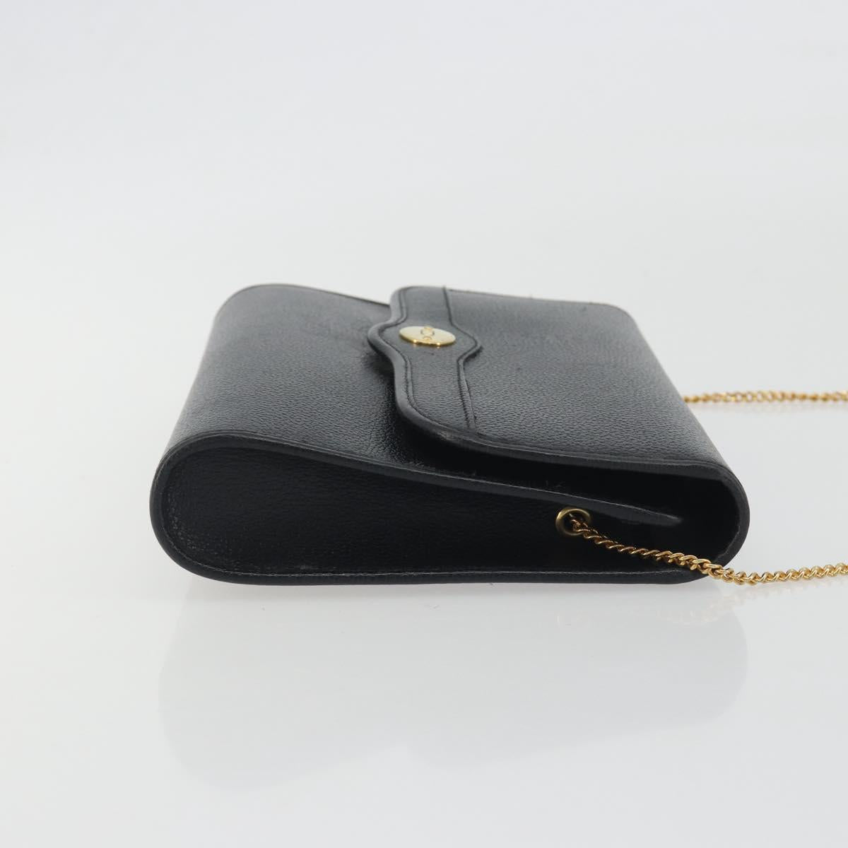 Christian Dior Chain Shoulder Bag Leather Black Gold Tone Auth ep15243A
