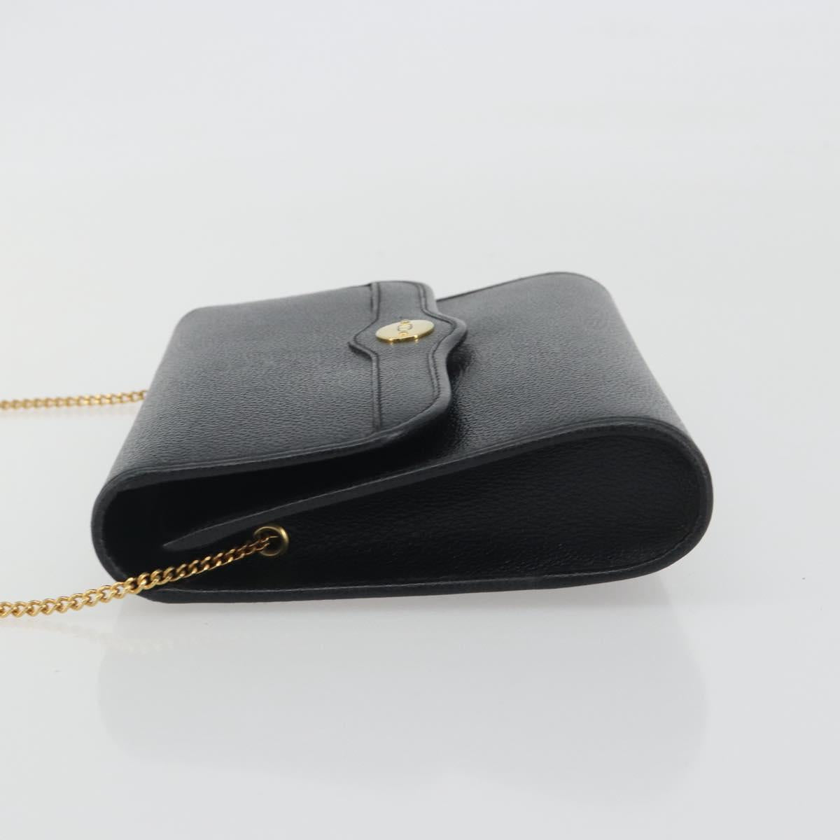 Christian Dior Chain Shoulder Bag Leather Black Gold Tone Auth ep15243A
