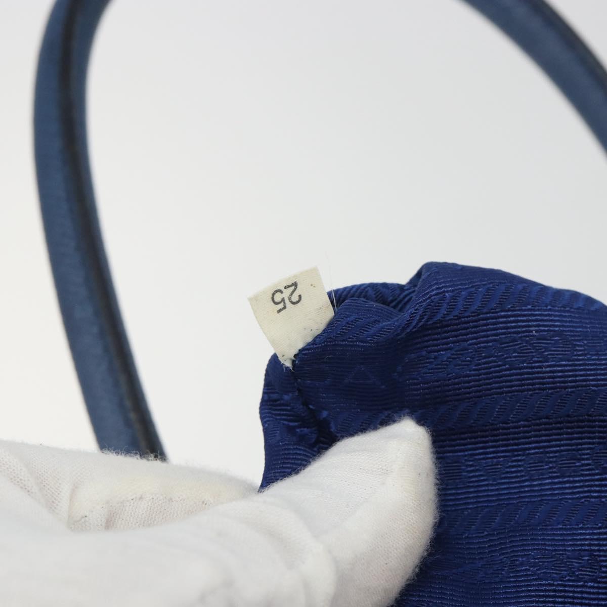 PRADA Hand Bag Leather Blue Gold Tone Auth ep15244