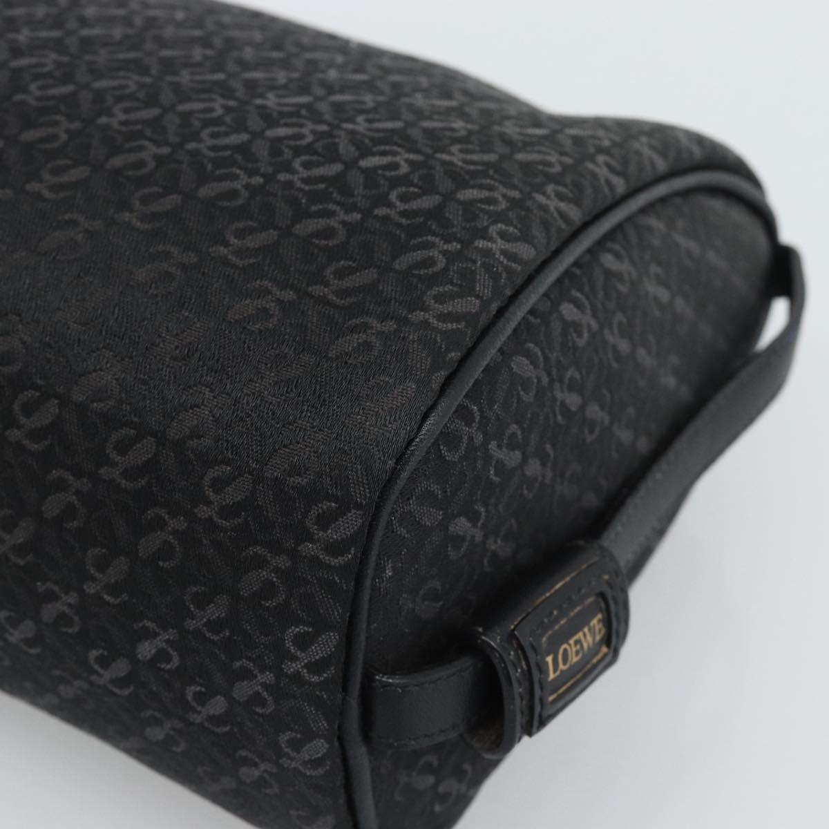 LOEWE Anagram Clutch Bag Canvas Black Gold Tone Auth ep15245